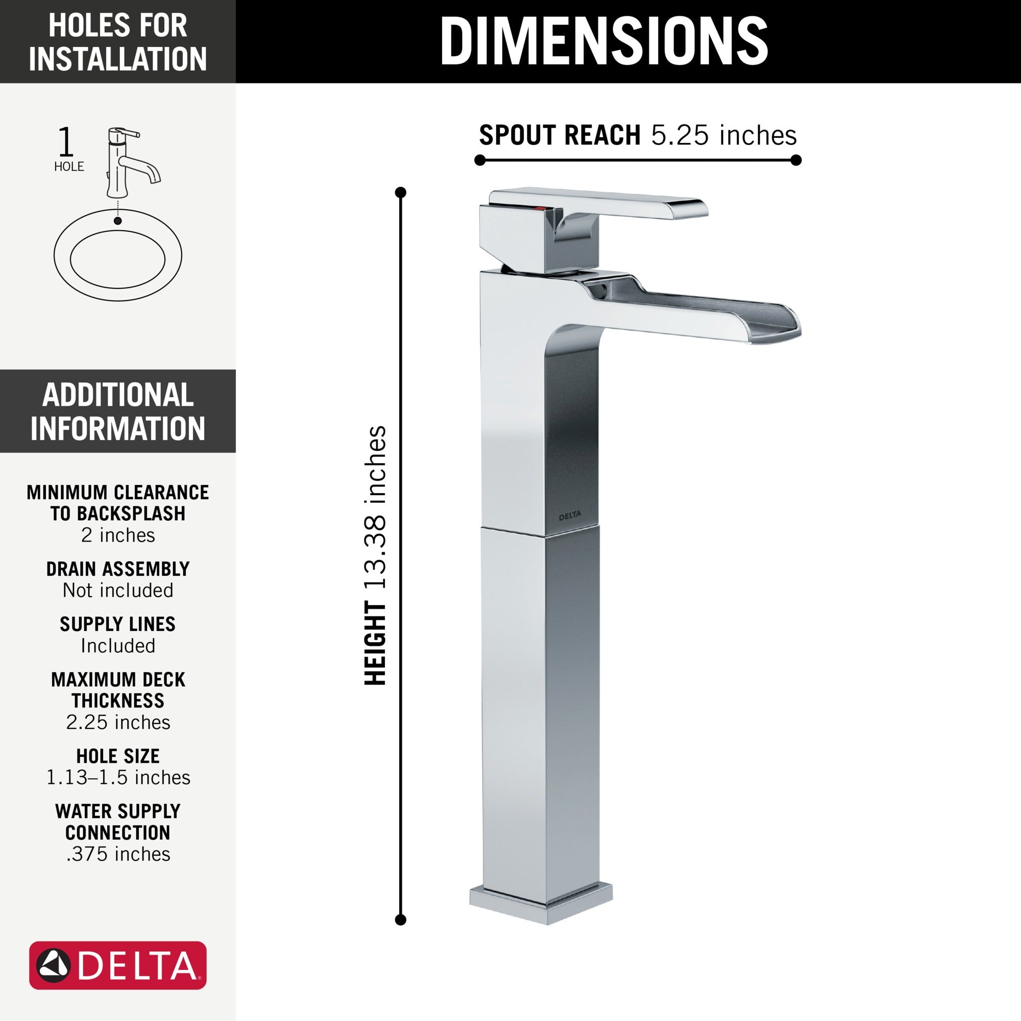 Delta Ara® Single Handle Vessel Channel Bathroom Faucet