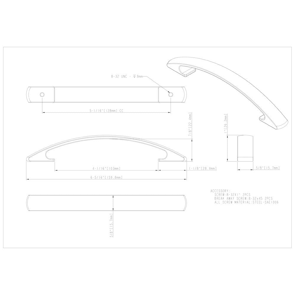Hardware Resources 3" Center-to-Center Satin Nickel Arched Strickland Cabinet Pull