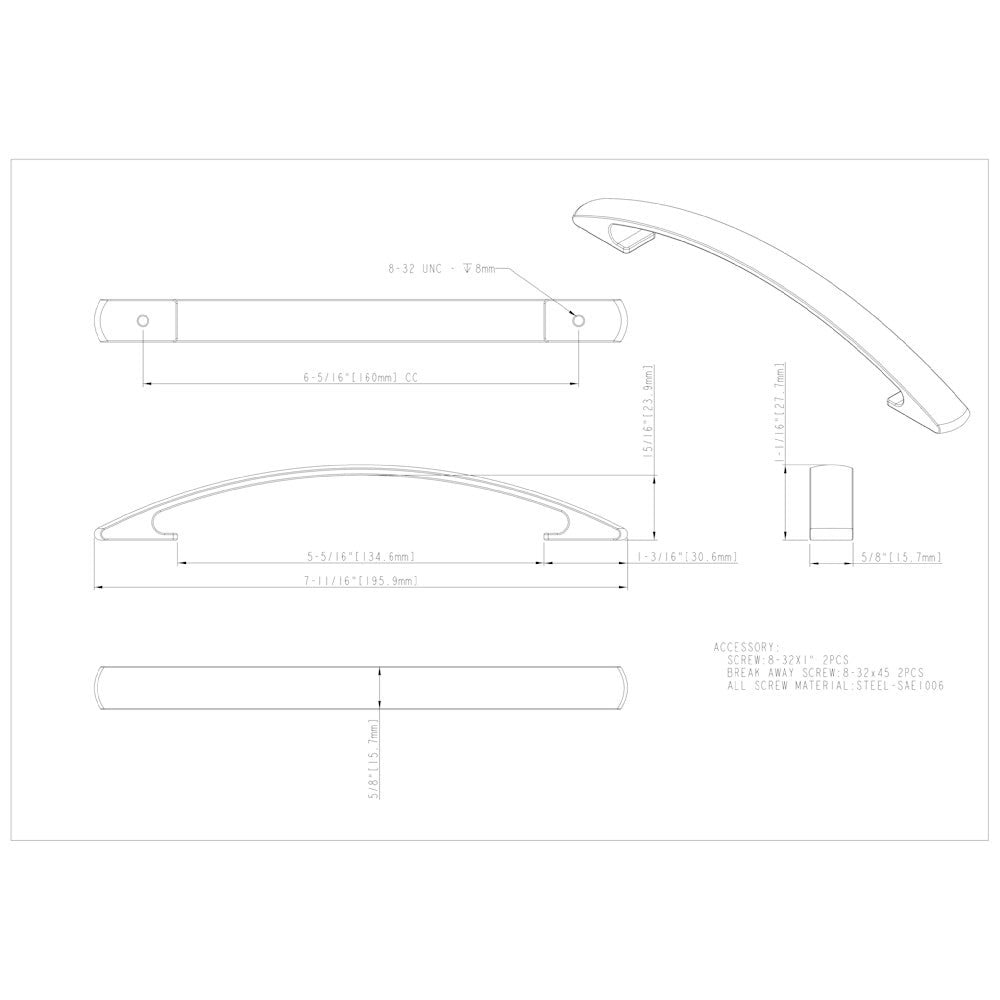 Hardware Resources 3" Center-to-Center Satin Nickel Arched Strickland Cabinet Pull