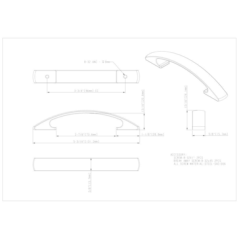 Hardware Resources 3" Center-to-Center Satin Nickel Arched Strickland Cabinet Pull
