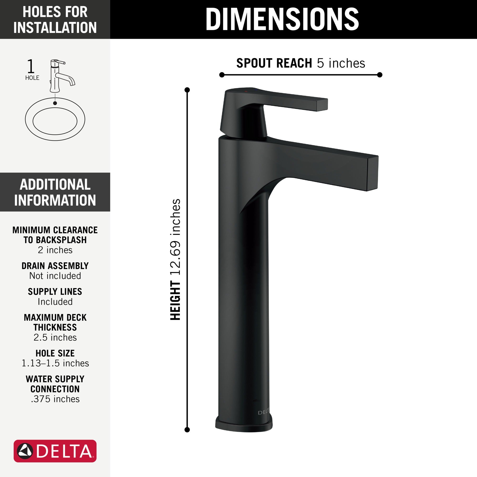 Delta Zura® Single Handle Vessel Bathroom Faucet