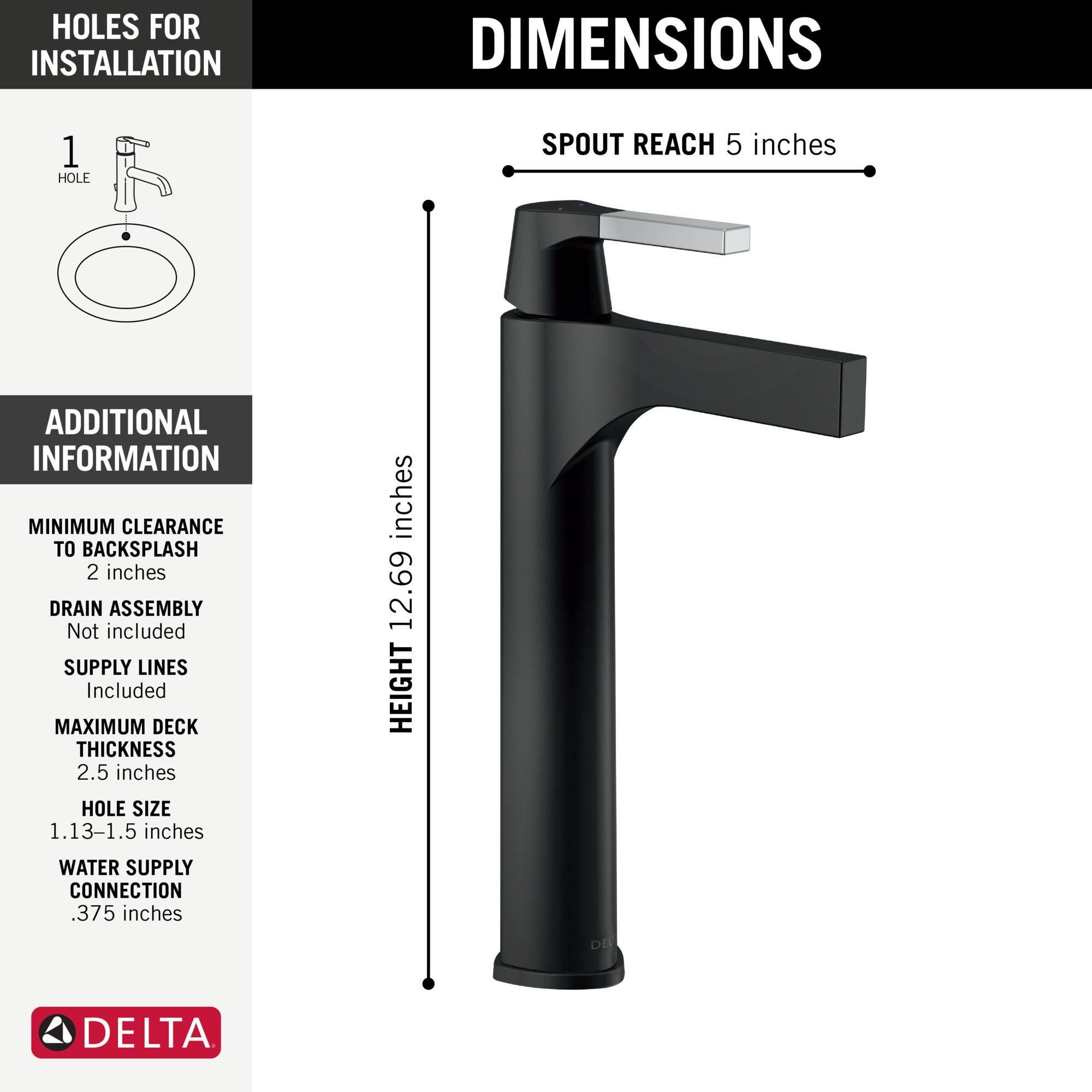 Delta Zura® Single Handle Vessel Bathroom Faucet