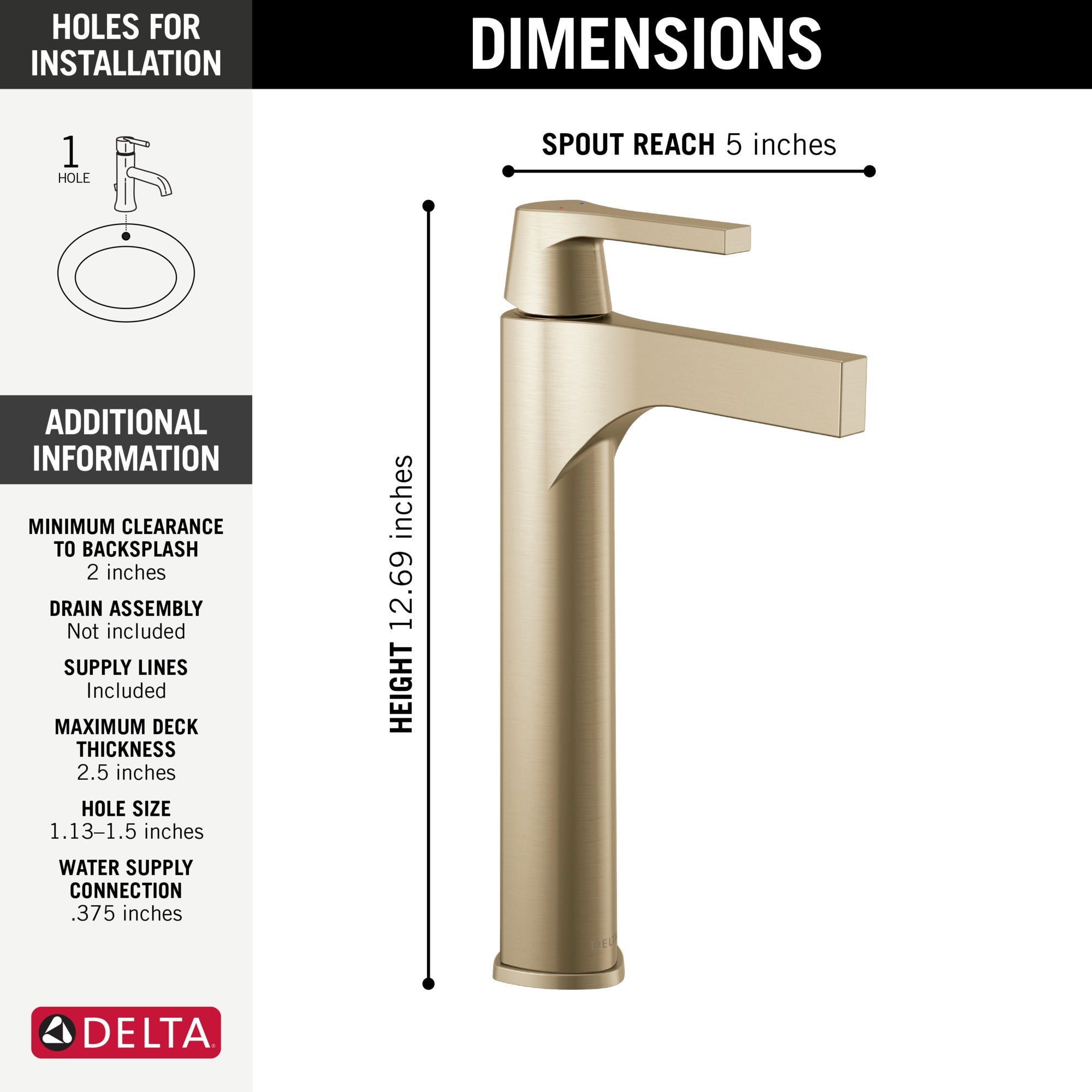 Delta Zura® Single Handle Vessel Bathroom Faucet