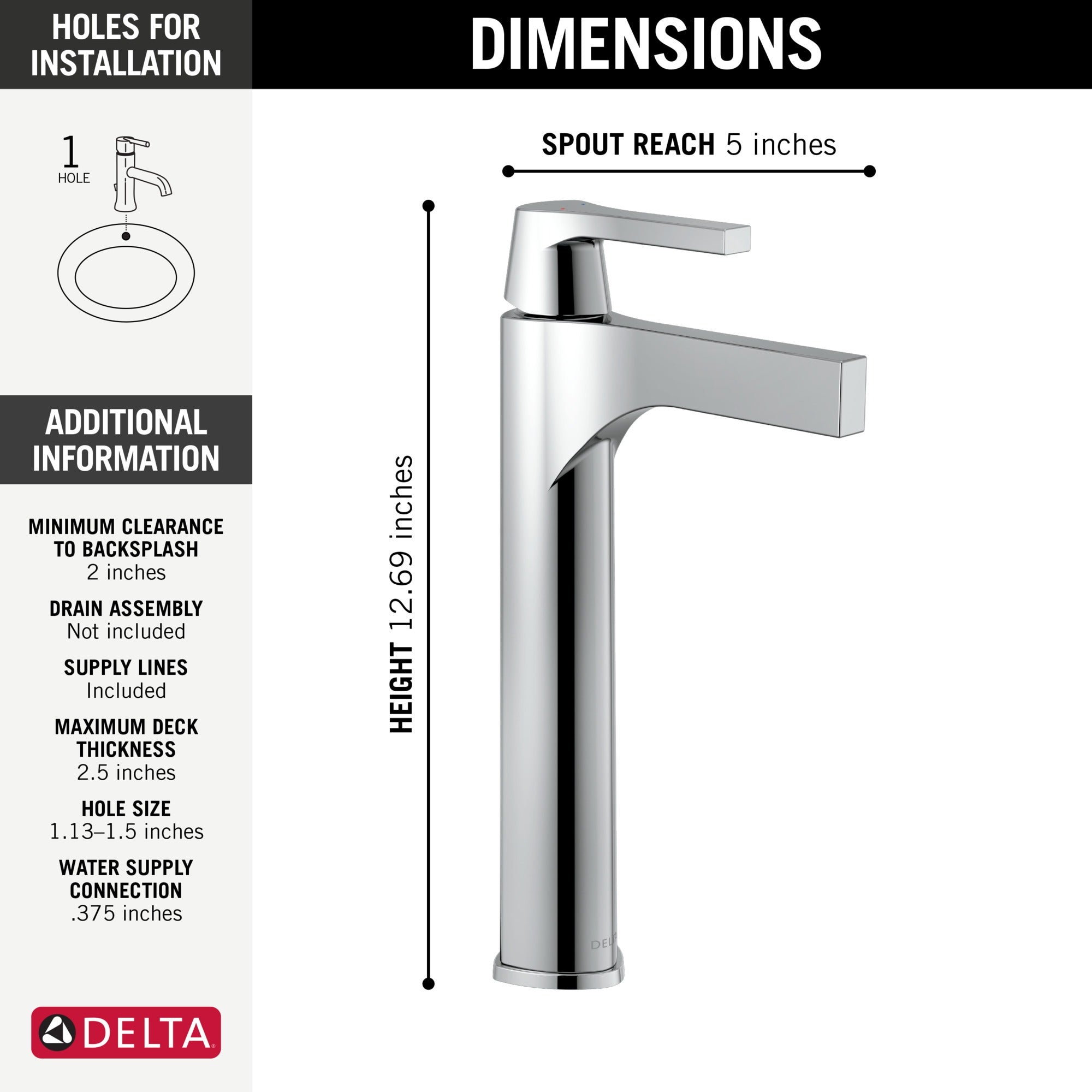 Delta Zura® Single Handle Vessel Bathroom Faucet