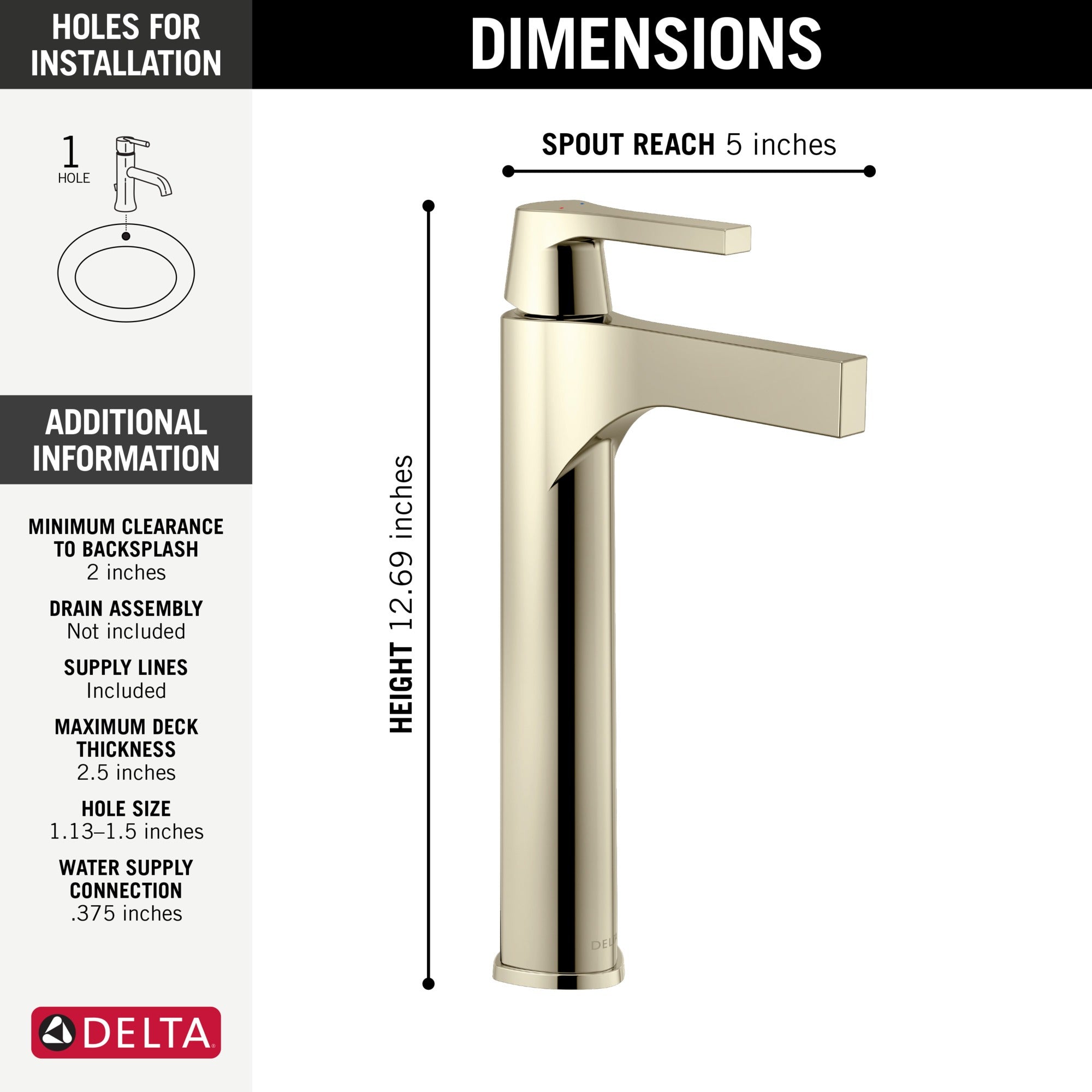 Delta Zura® Single Handle Vessel Bathroom Faucet