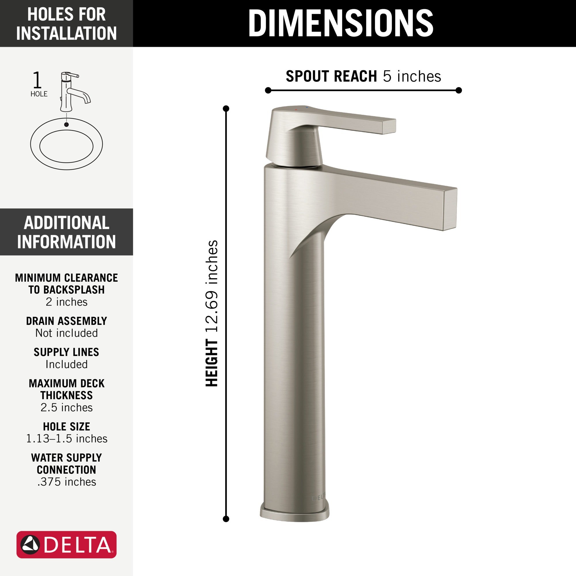 Delta Zura® Single Handle Vessel Bathroom Faucet