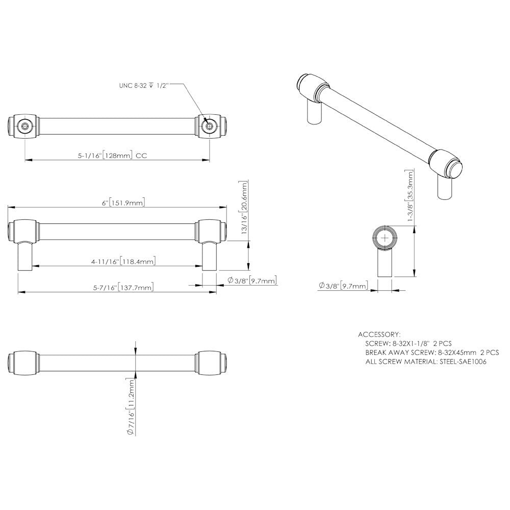 Hardware Resources 96 mm Center-to-Center Satin Nickel Carmen Cabinet Bar Pull