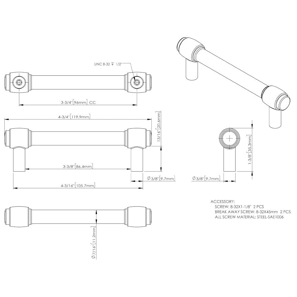 Hardware Resources 96 mm Center-to-Center Satin Nickel Carmen Cabinet Bar Pull