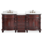 Chans Furniture GD4437-30W-SET-CT20 78 Inch Traditional Style Solid Wood Hopkinton Double Sink Bathroom Vanity Set With White Marble Top