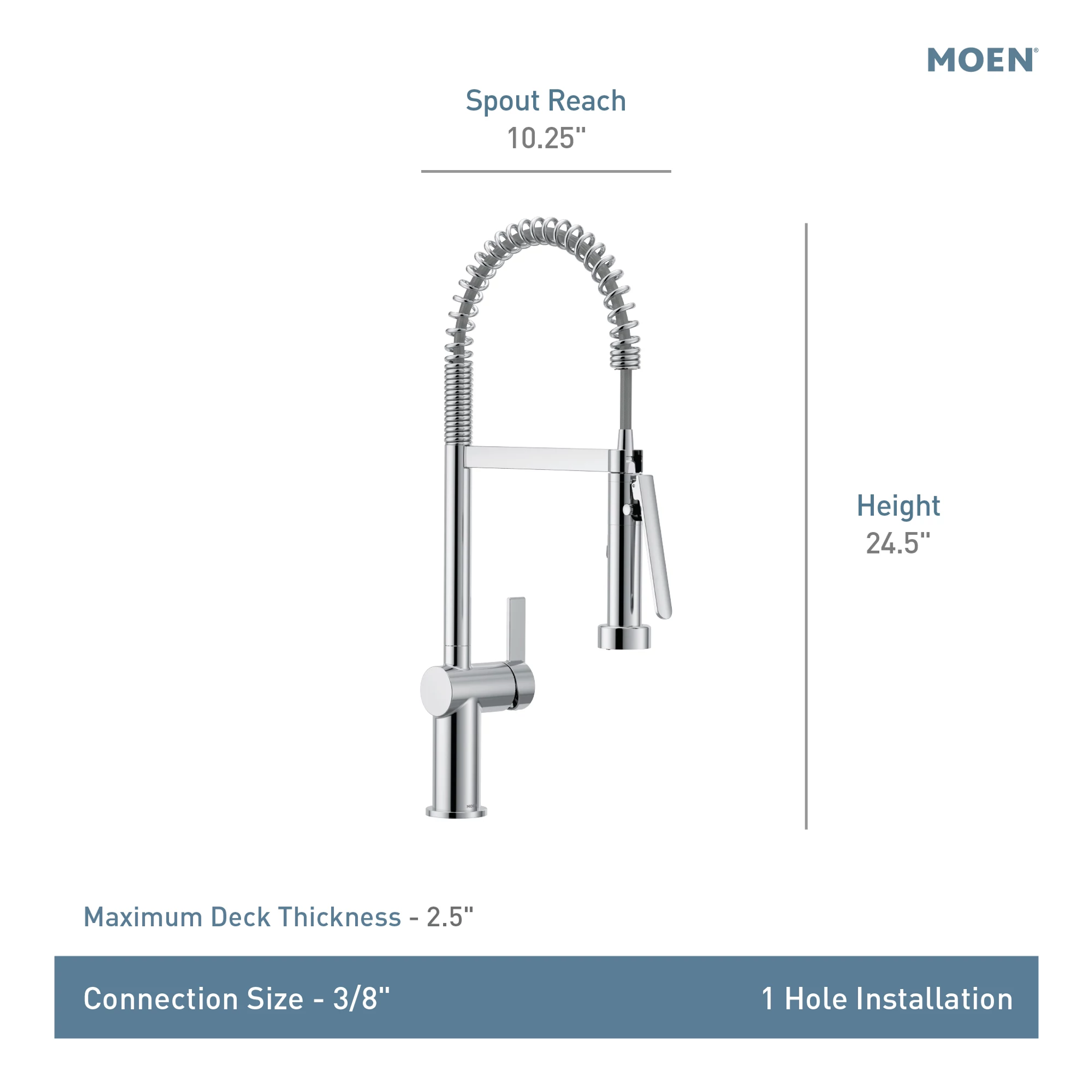 Moen 7822 Cia One-Handle Pre-Rinse Spring Pulldown Kitchen Faucet