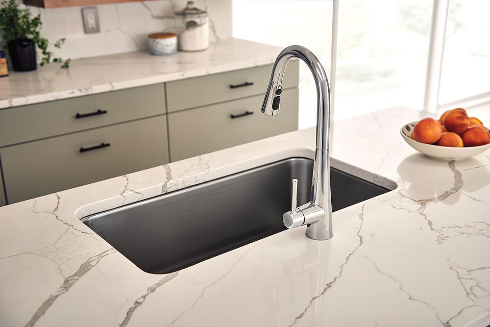 Sleek One-Handle High Arc Pulldown Kitchen Faucet