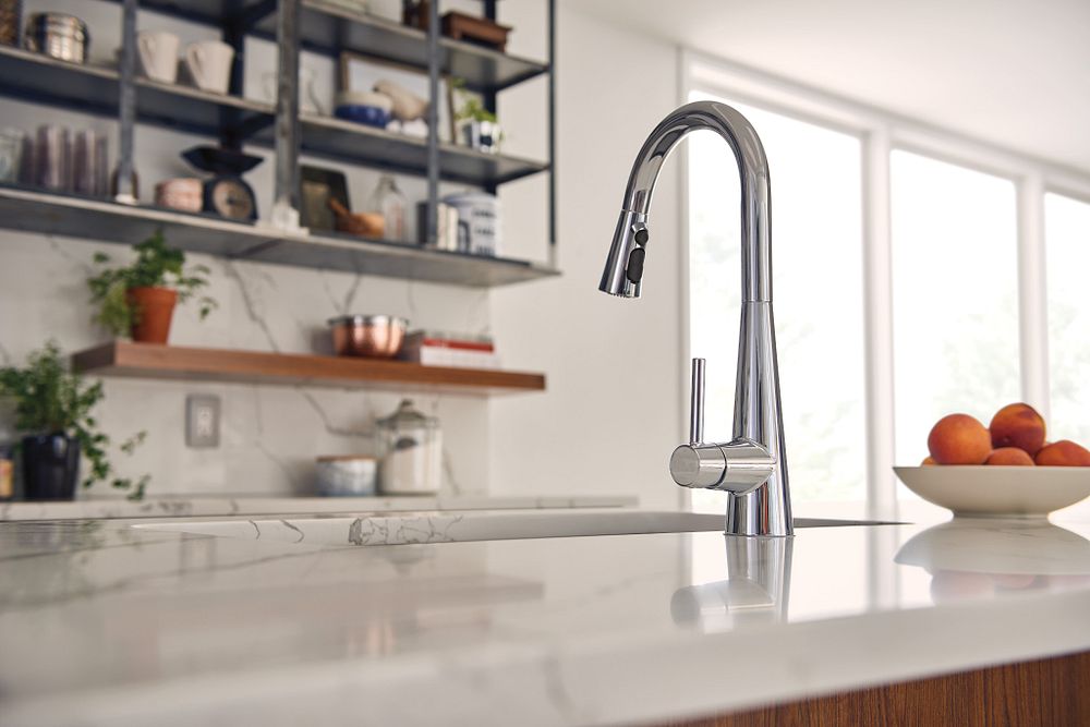 Sleek One-Handle High Arc Pulldown Kitchen Faucet