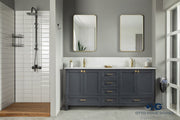 Paloma 72" Dark Gray Double Bathroom Vanity with Quartz Top & Gold Hardware