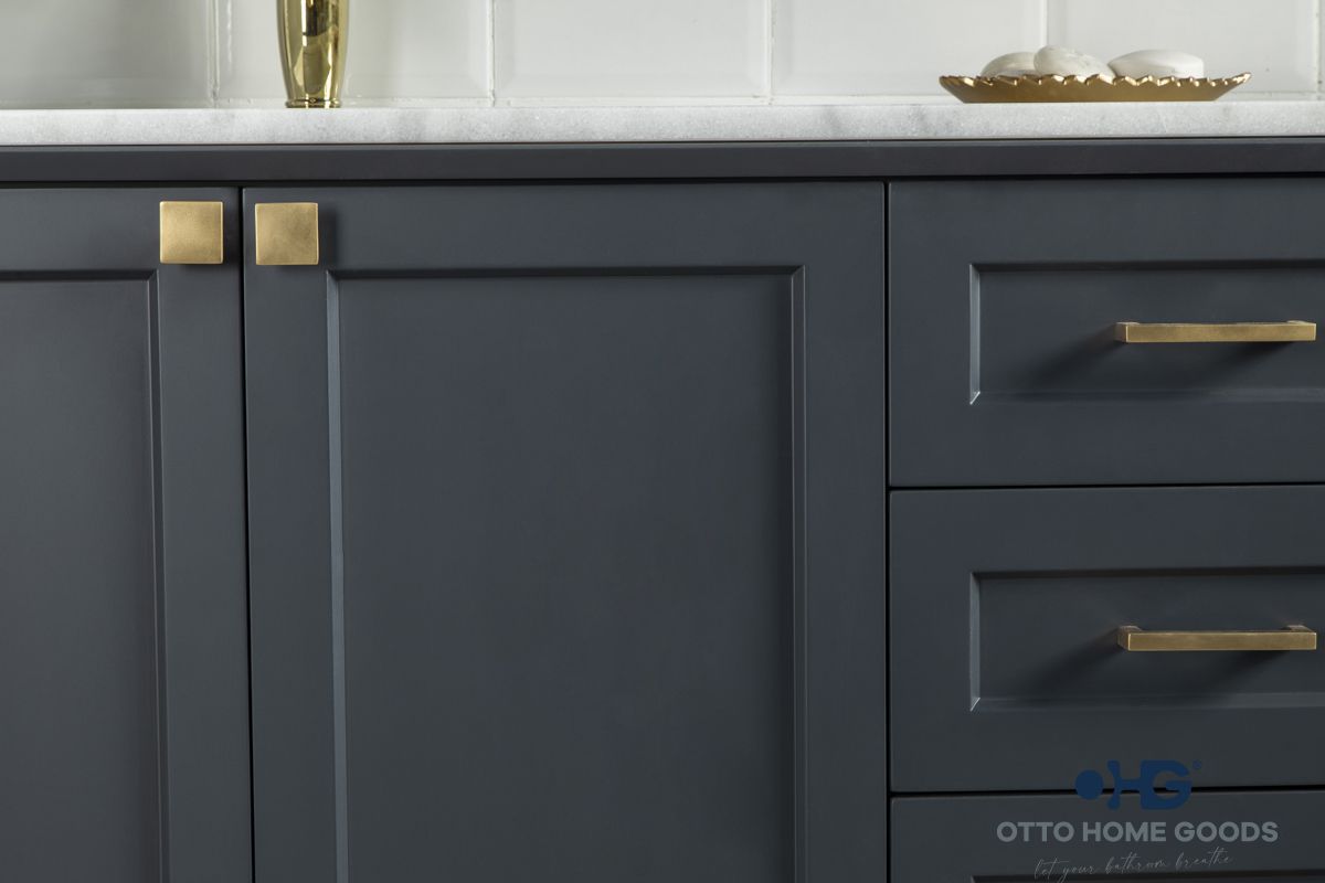 Paloma 72" Dark Gray Double Bathroom Vanity with Quartz Top & Gold Hardware