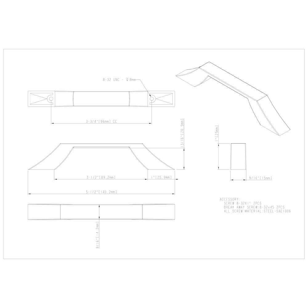 Hardware Resources 96 mm Center-to-Center Satin Nickel Square Royce Cabinet Pull
