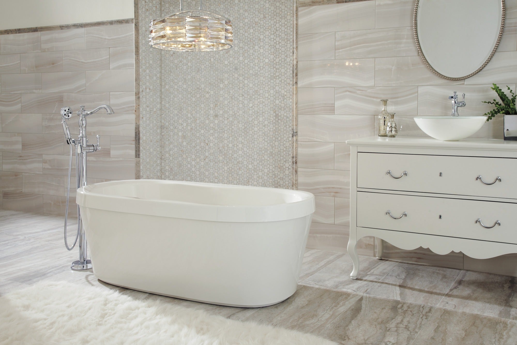 Delta Cassidy® Single Handle Floor Mount Tub Filler Trim with Hand Shower - Less Handle