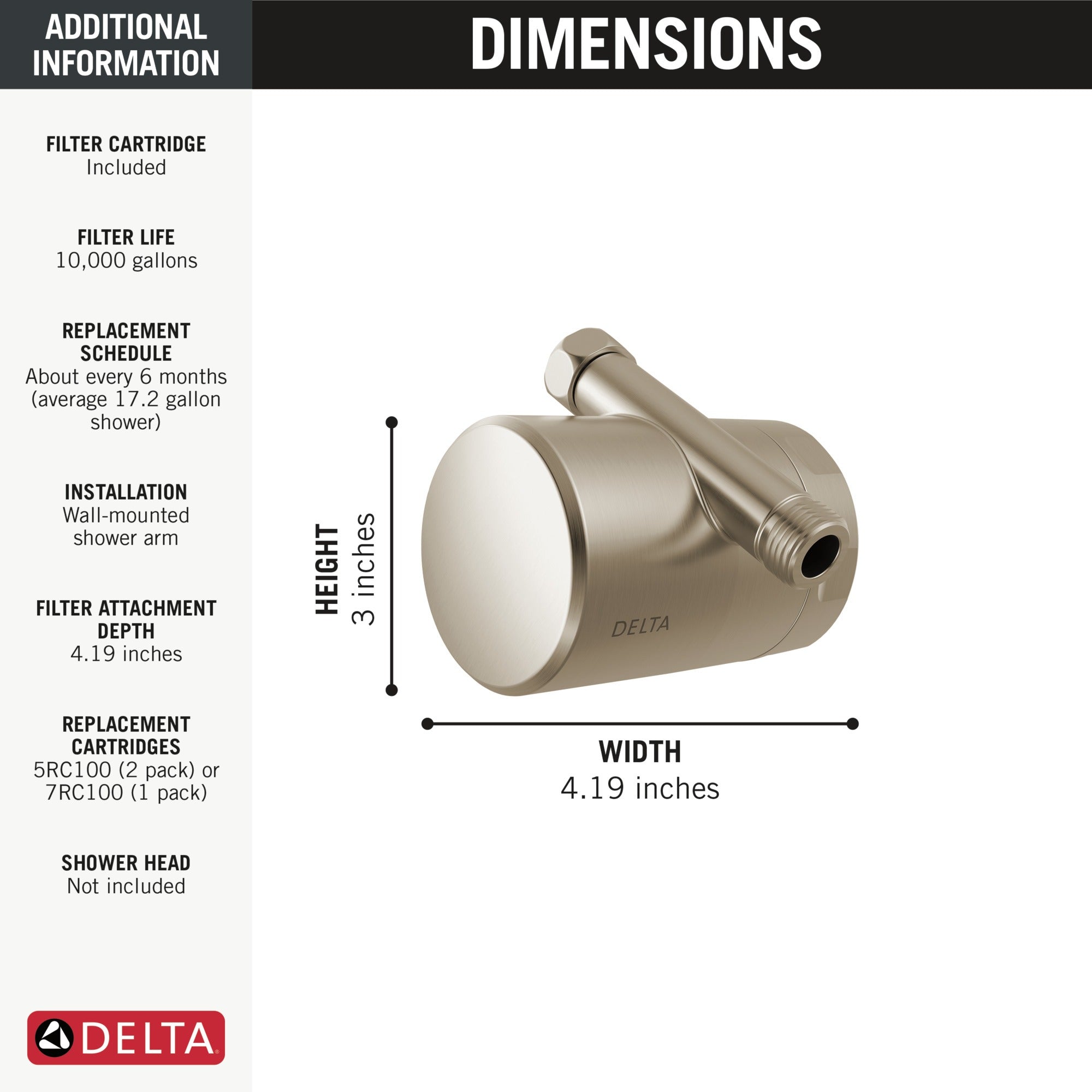 Delta Clarifi™ Standard Shower Filter Attachment