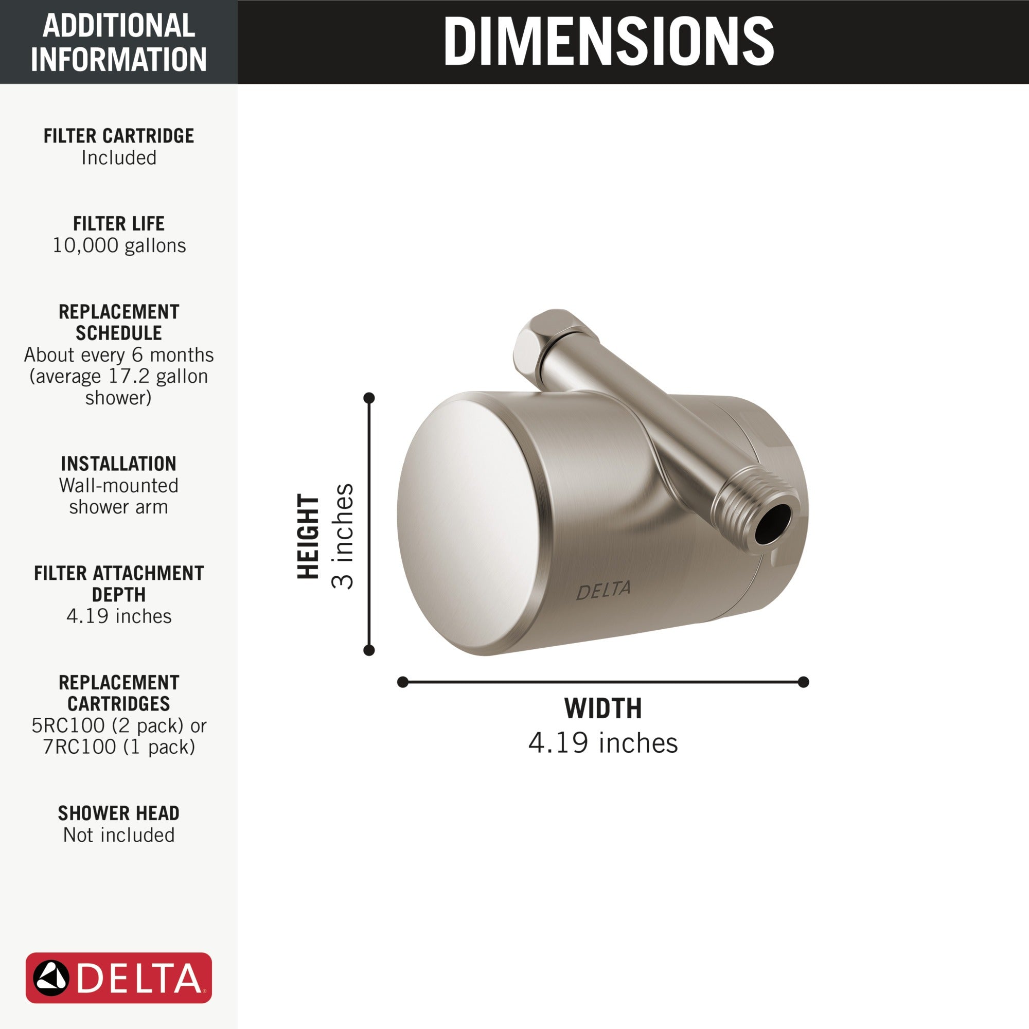 Delta Clarifi™ Standard Shower Filter Attachment