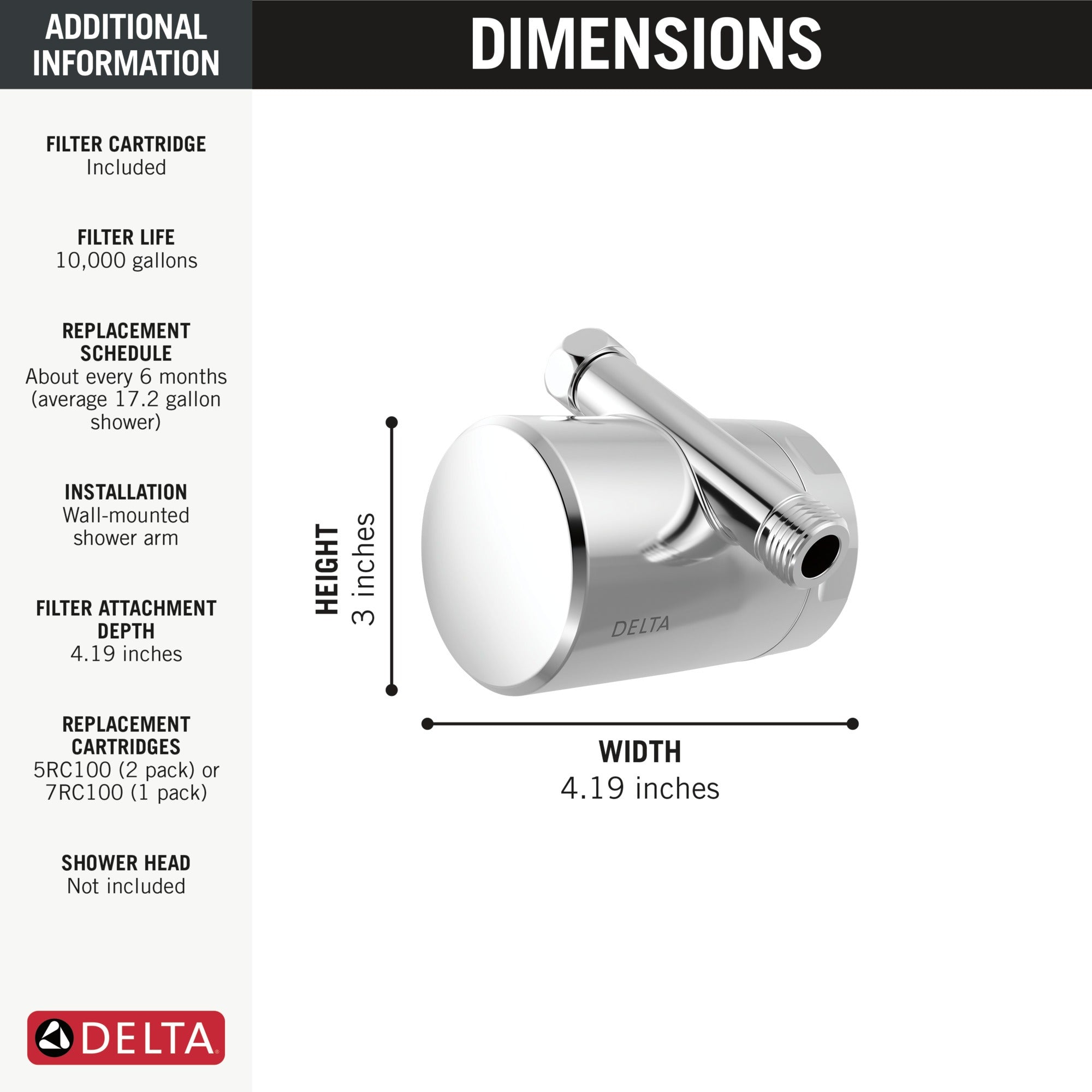 Delta Clarifi™ Standard Shower Filter Attachment