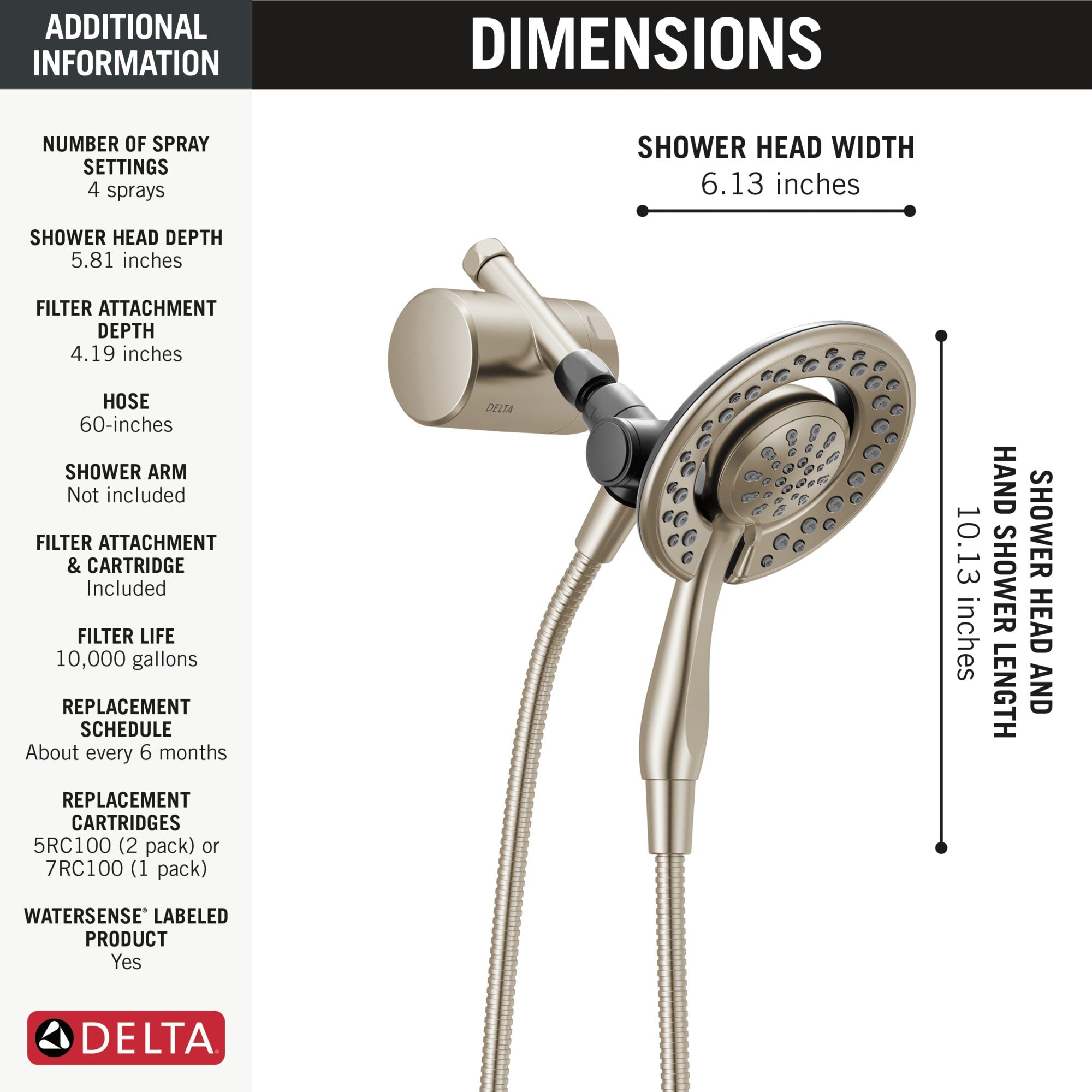 Delta Clarifi™ Shower Filter Attachment with 4-Setting In2ition®