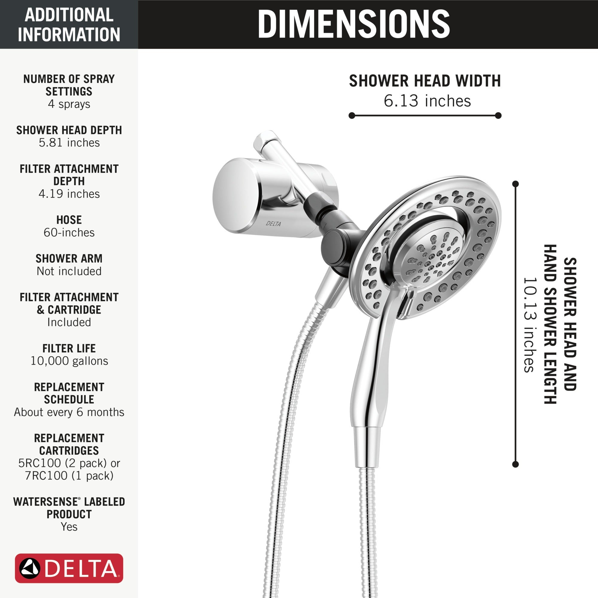 Delta Clarifi™ Shower Filter Attachment with 4-Setting In2ition®