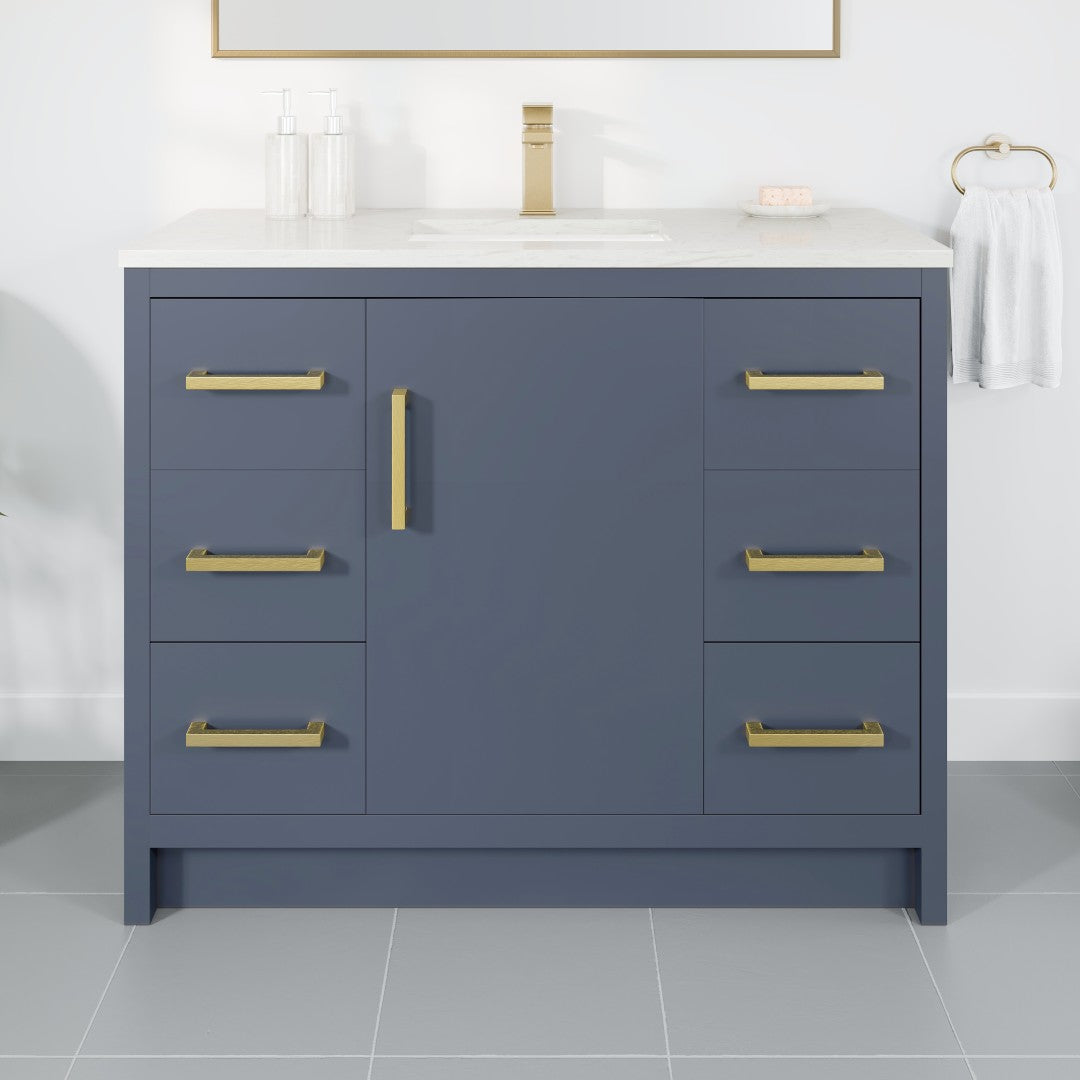 Eviva Curio Bath Vanity with Carrara Quartz Top and Undermount Porcelain Sink (24"-60")