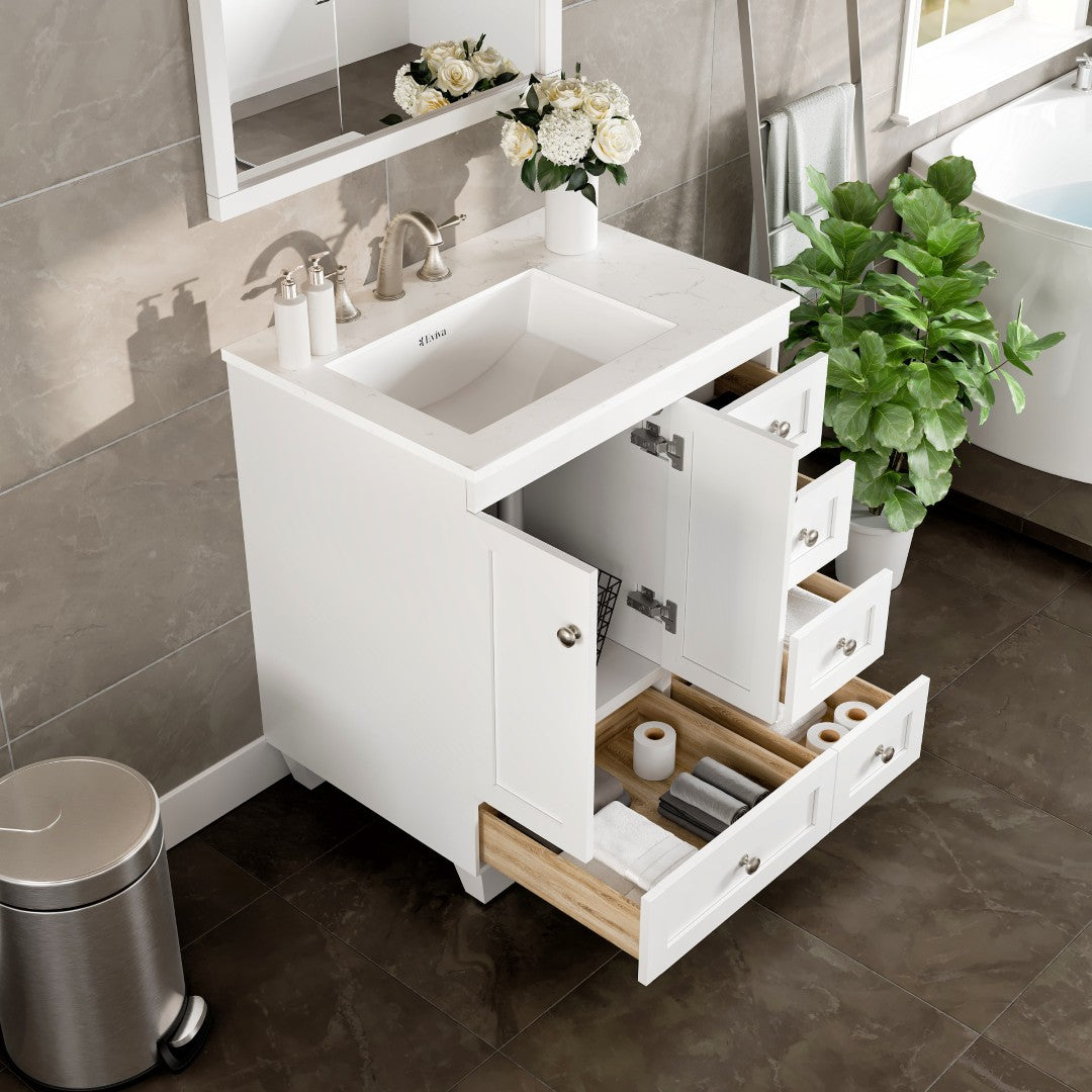 Eviva Acclaim Bath Vanity with Counter Top and Undermount Porcelain Sink (24"-30")