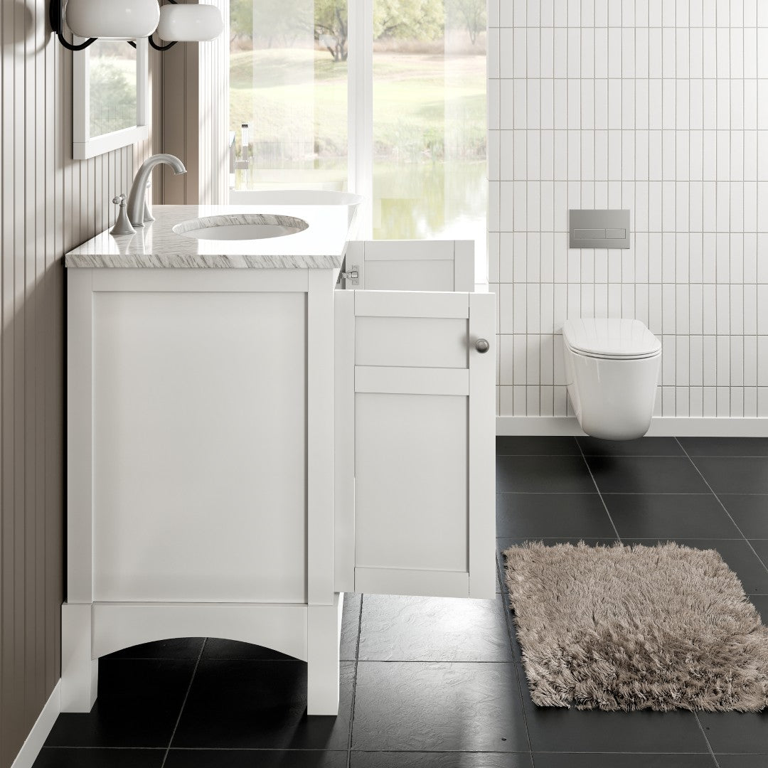 Eviva New York Bath Vanity with Carrara Marble Top and Undermount Porcelain Sink (24"-36")