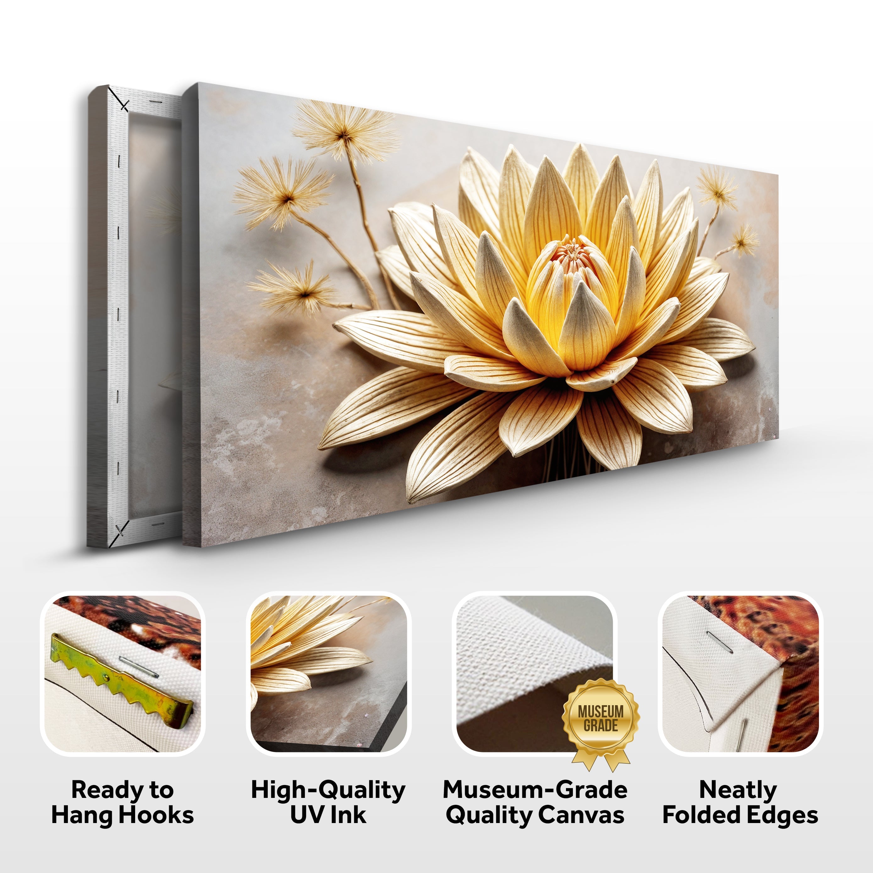 Golden Lotus Minimalist Abstract Wall Art II