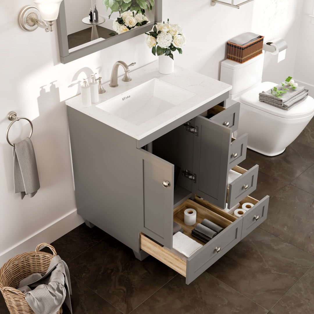 Eviva Acclaim Bath Vanity with Counter Top and Undermount Porcelain Sink (24"-30")