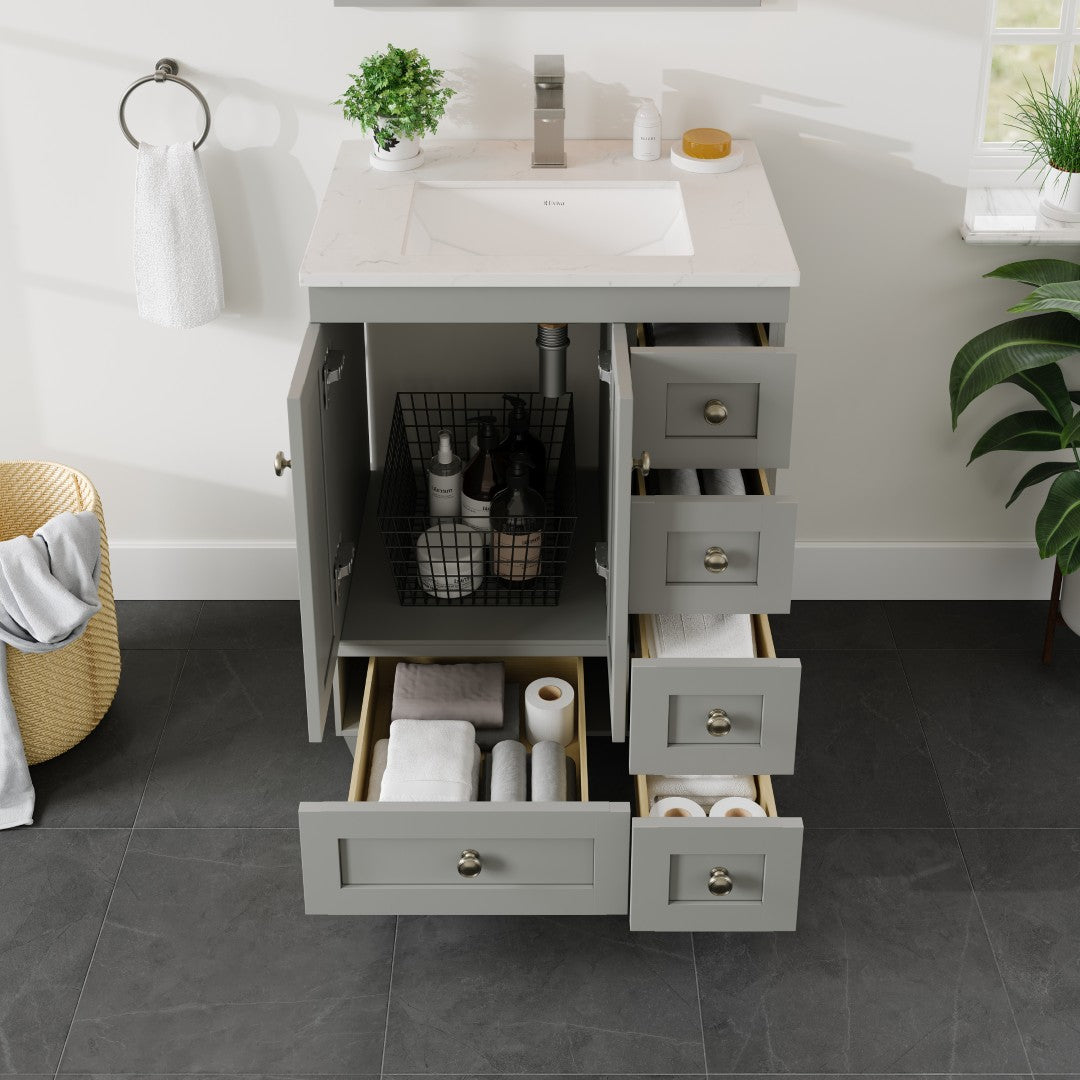 Eviva Acclaim Bath Vanity with Counter Top and Undermount Porcelain Sink (24"-30")