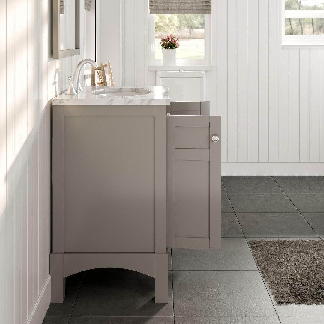 Eviva New York Bath Vanity with Carrara Marble Top and Undermount Porcelain Sink (24"-36")