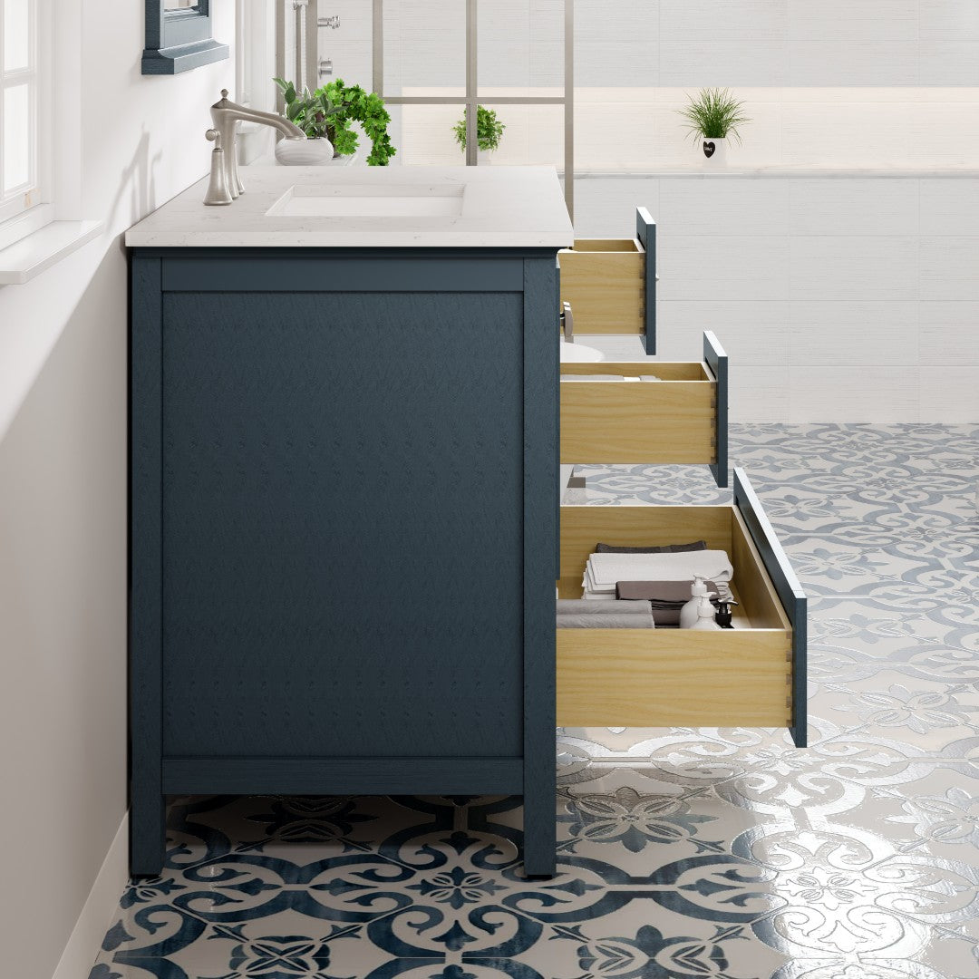 Eviva Britney Bath Vanity with Carrara Quartz Top and Undermount Porcelain Sink (24"-72")