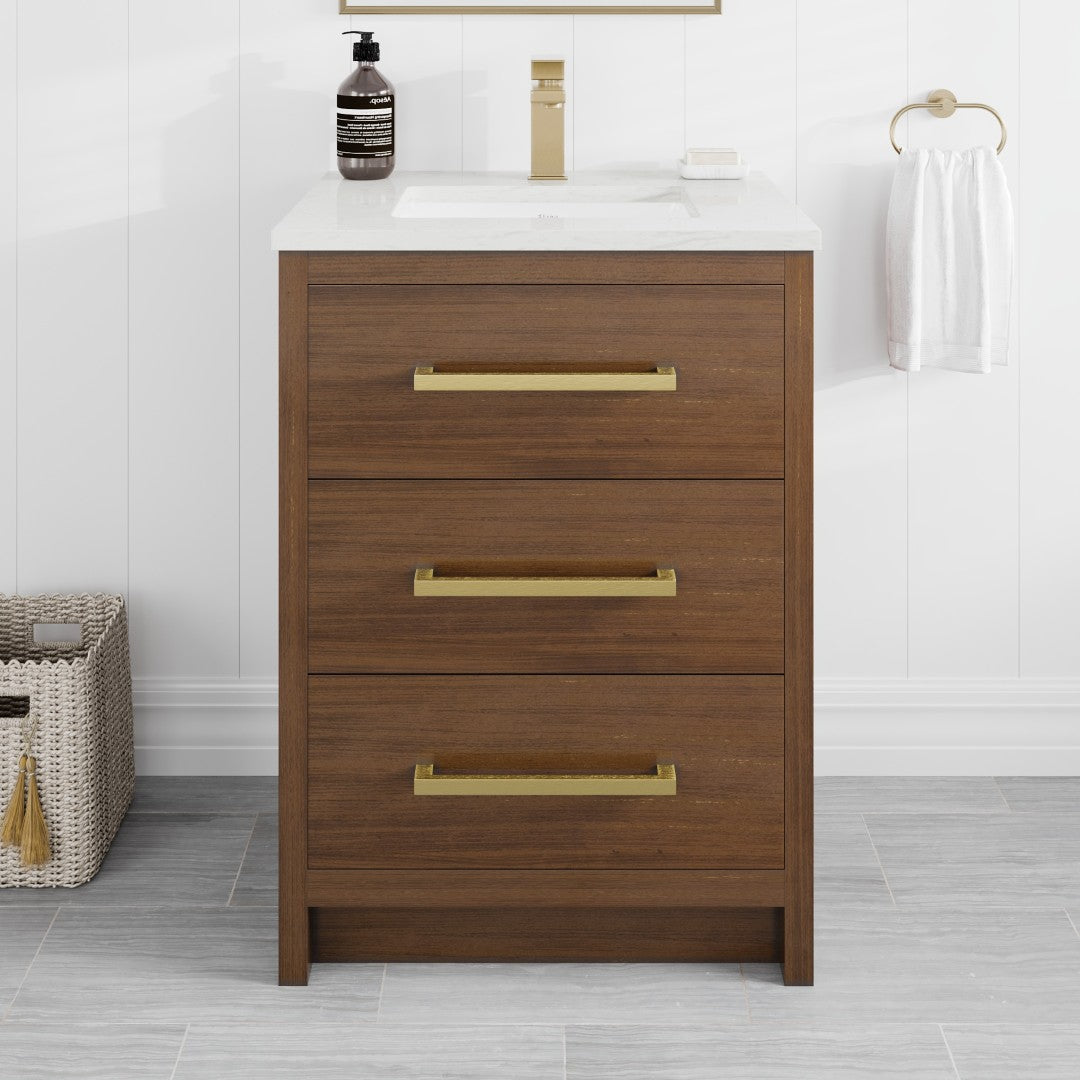Eviva Curio Bath Vanity with Carrara Quartz Top and Undermount Porcelain Sink (24"-60")