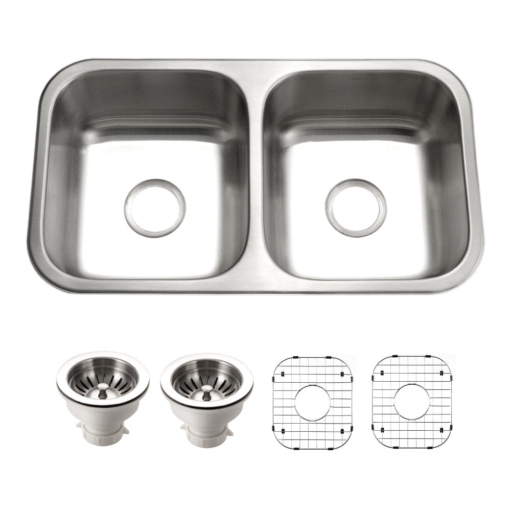 Houzer Elite 31 inch Stainless Steel Undermount 50/50 Double Bowl Kitchen Sink - ED-3108