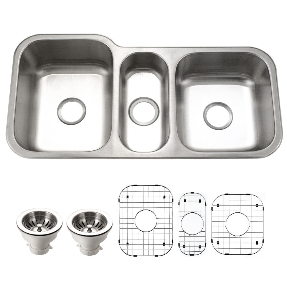 Houzer Medallion 40 inch Stainless Steel Undermount Triple Bowl Kitchen Sinks - MGT-4120
