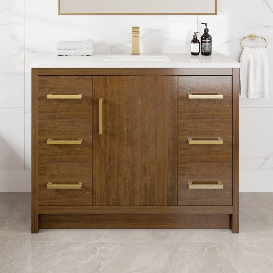 Eviva Curio Bath Vanity with Carrara Quartz Top and Undermount Porcelain Sink (24"-60")