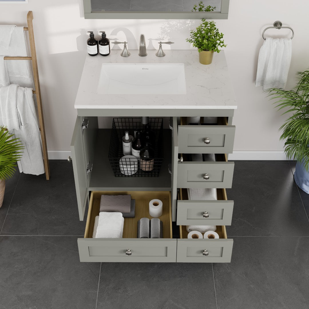 Eviva Acclaim Bath Vanity with Counter Top and Undermount Porcelain Sink (24"-30")