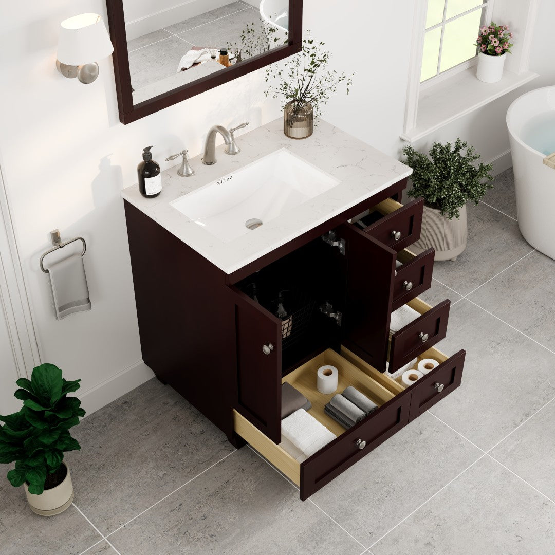 Eviva Acclaim Bath Vanity with Counter Top and Undermount Porcelain Sink (24"-30")