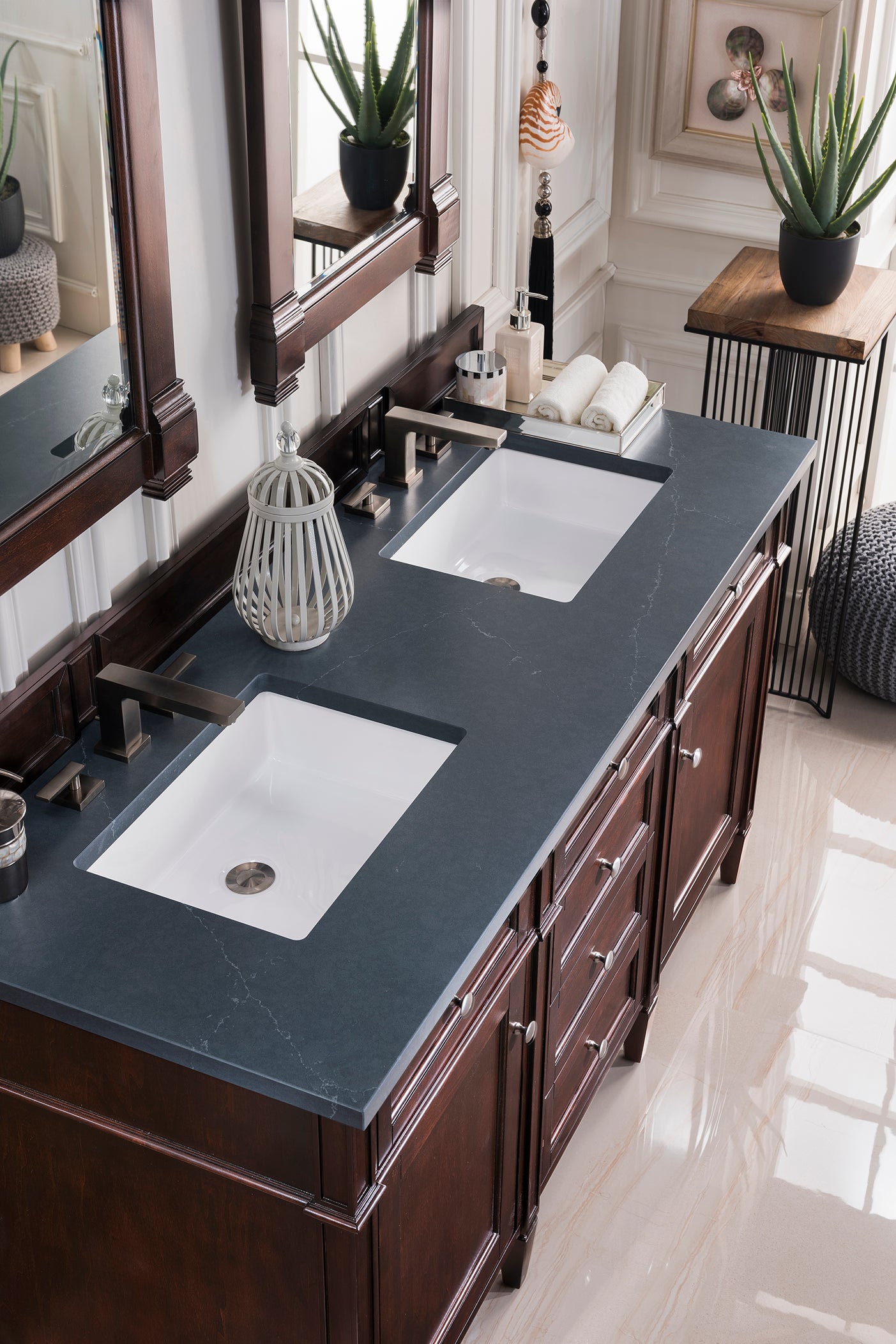 James Martin Brittany 60" Double Vanity in Burnished Mahogany with 3cm Countertop