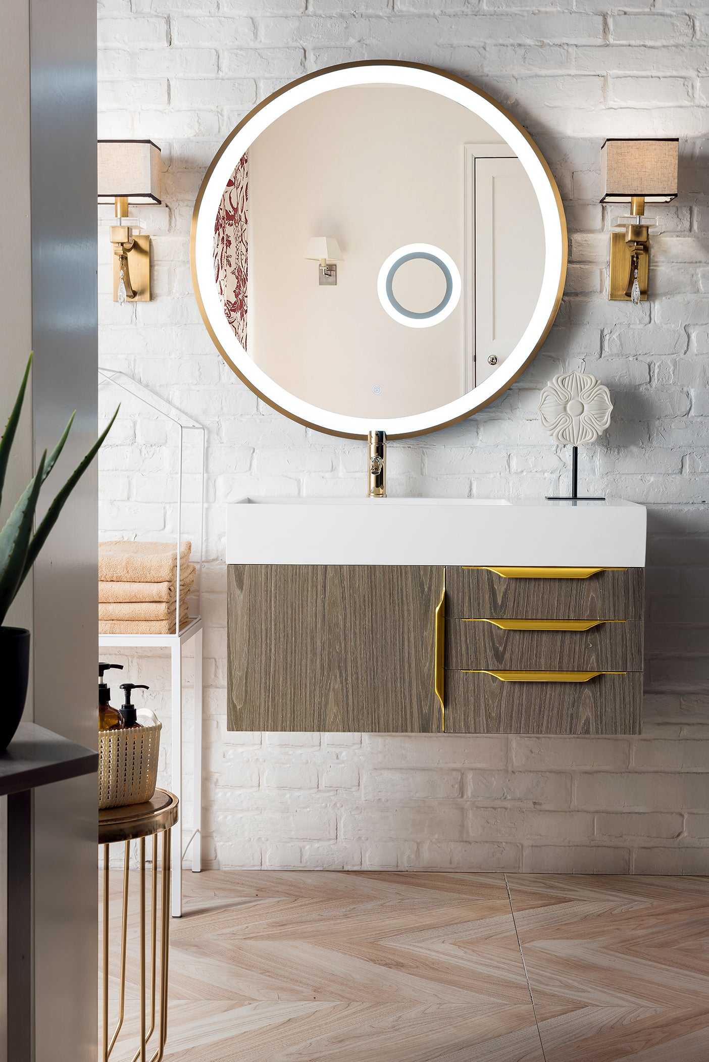James Martin Columbia 36" Wall Mounted Single Vanity with Mineral Composite Stone Countertop