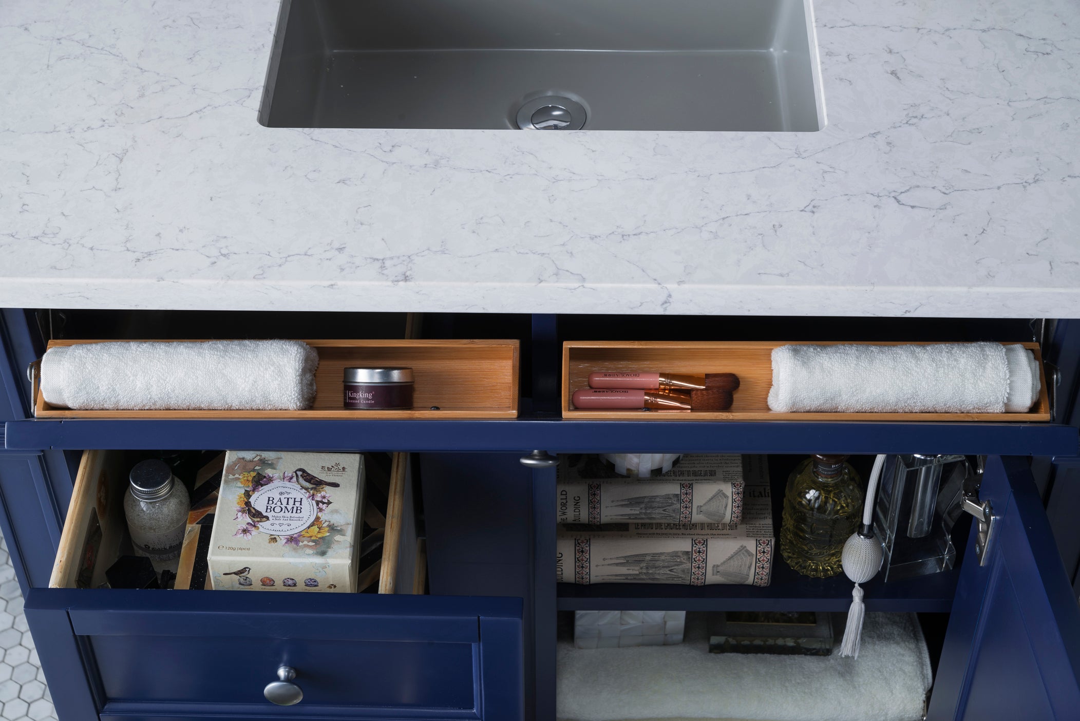 James Martin Brittany 36" Single Vanity in Victory Bleu with 3cm Countertop