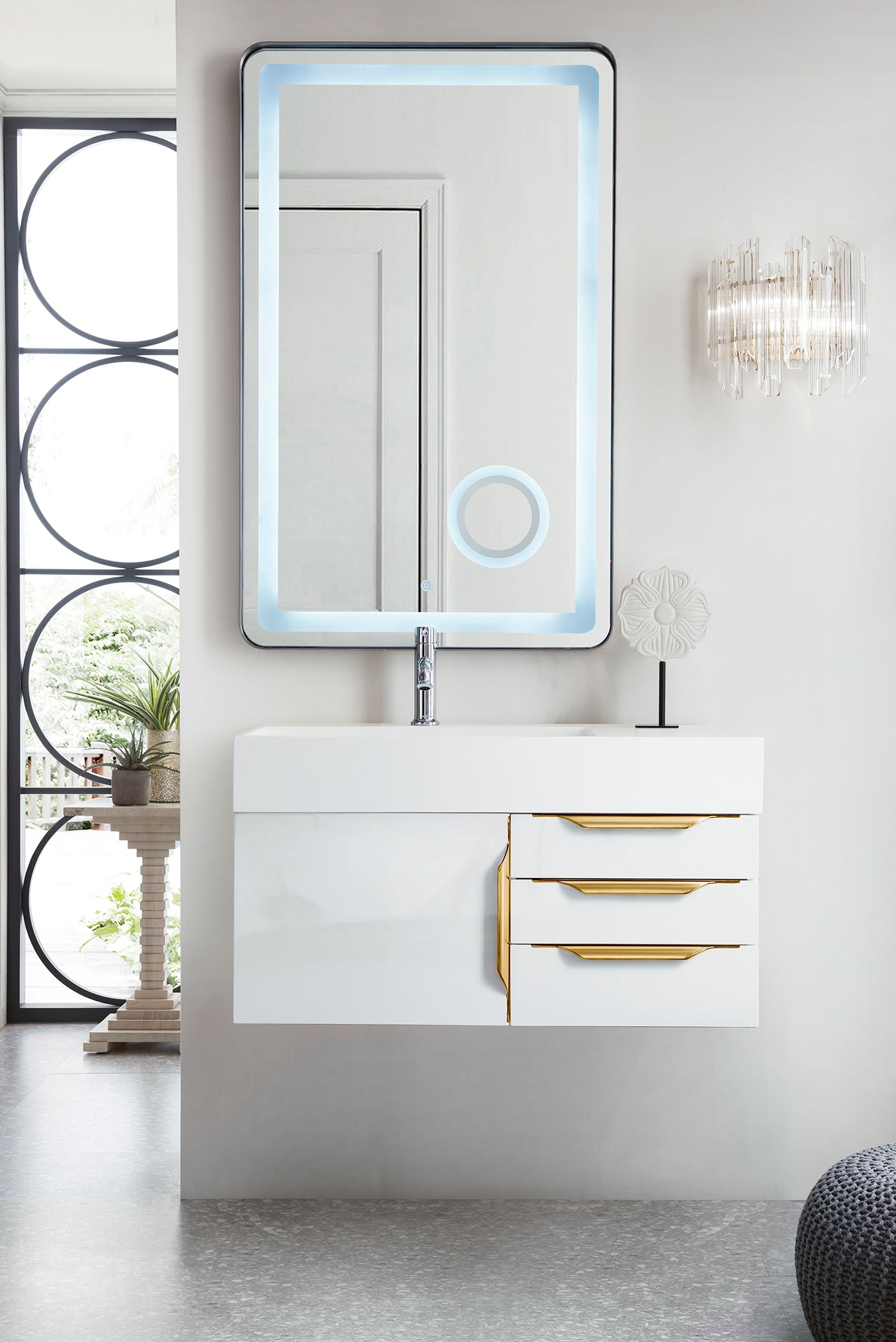 James Martin Columbia 36" Wall Mounted Single Vanity with Mineral Composite Stone Countertop