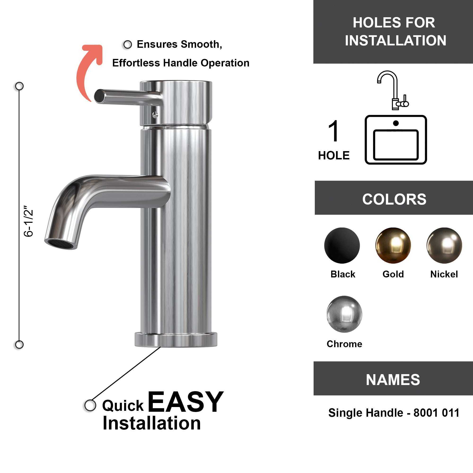 Single Handle Lavatory Faucet - 8001 011