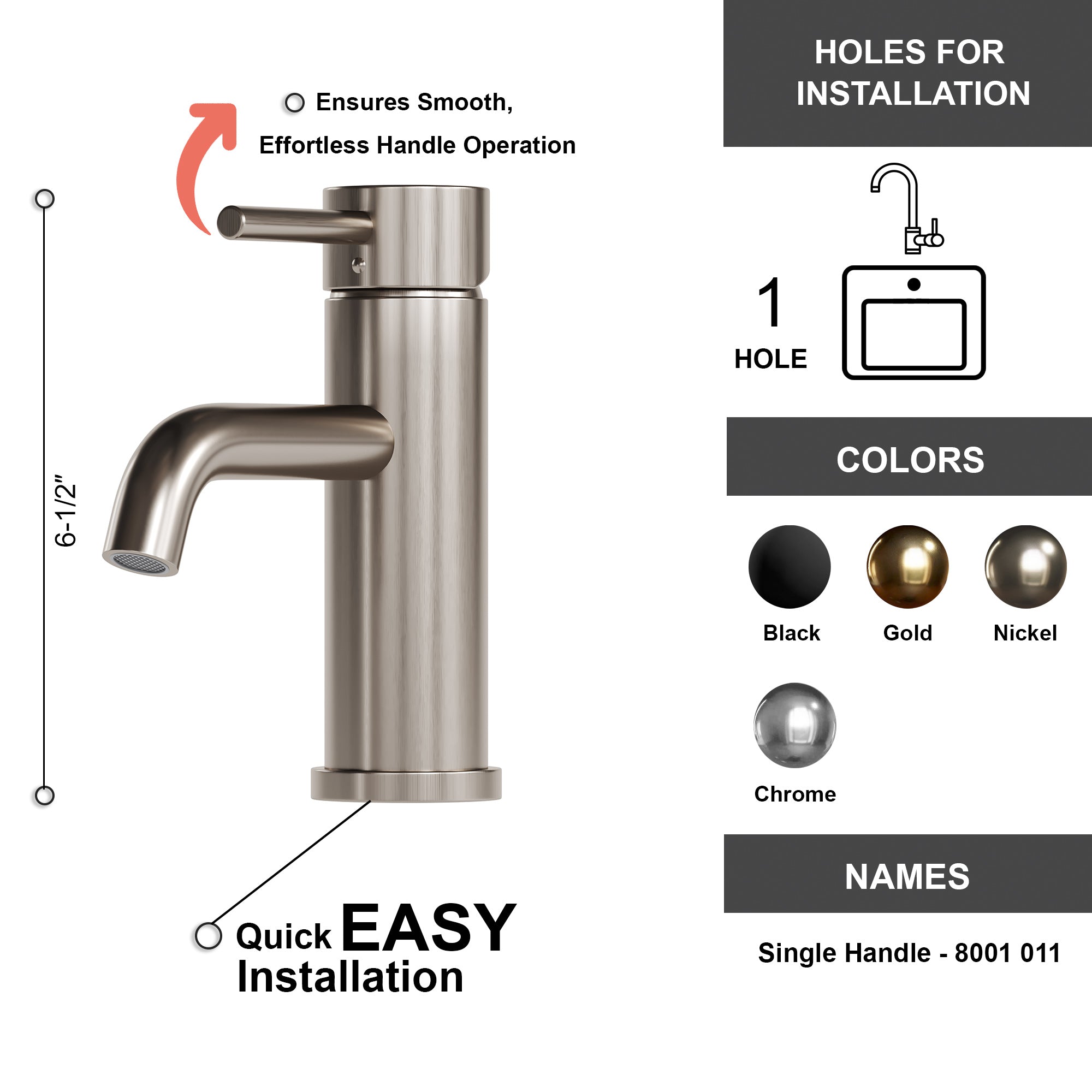 Single Handle Lavatory Faucet - 8001 011
