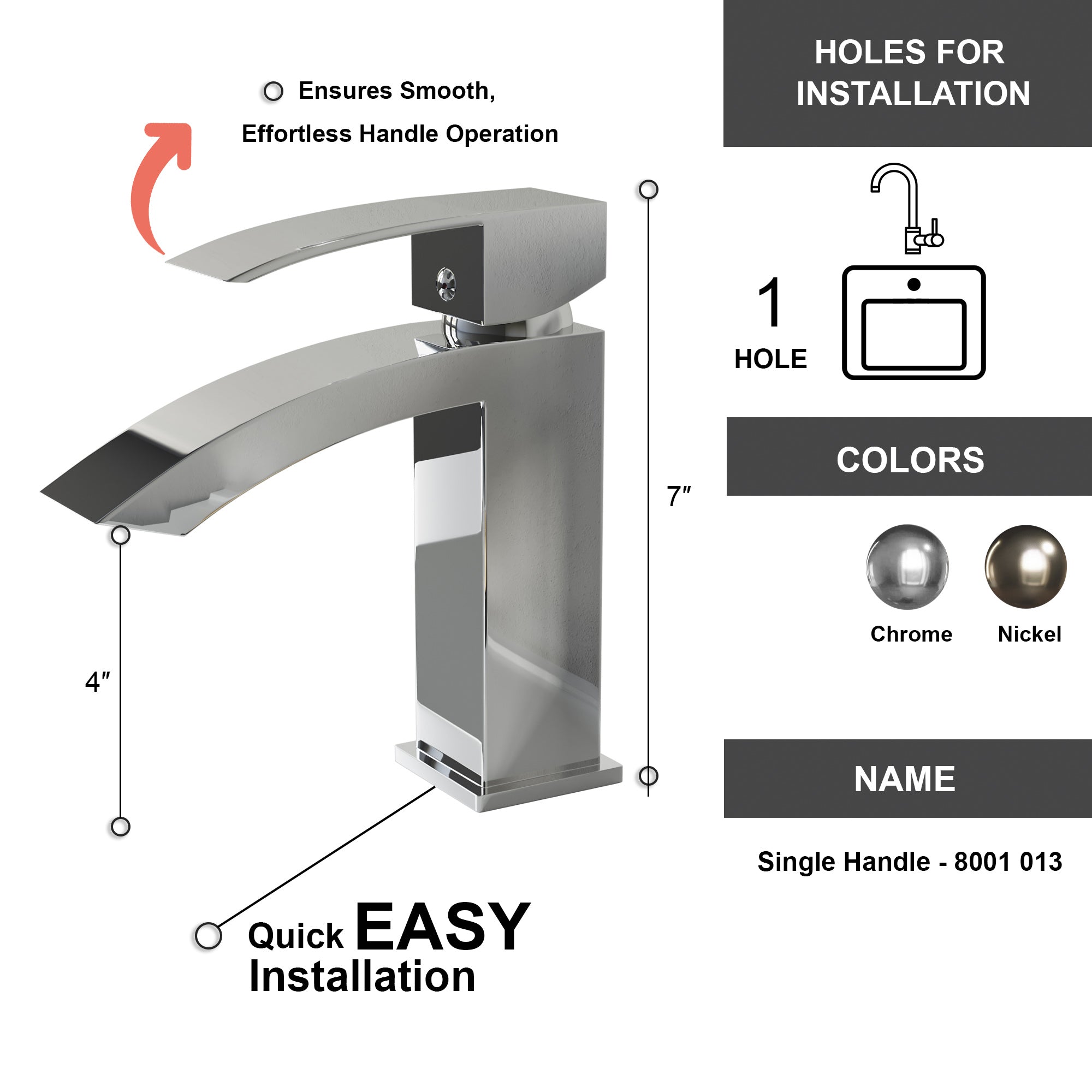 Single Handle Lavatory Faucet - 8001 013