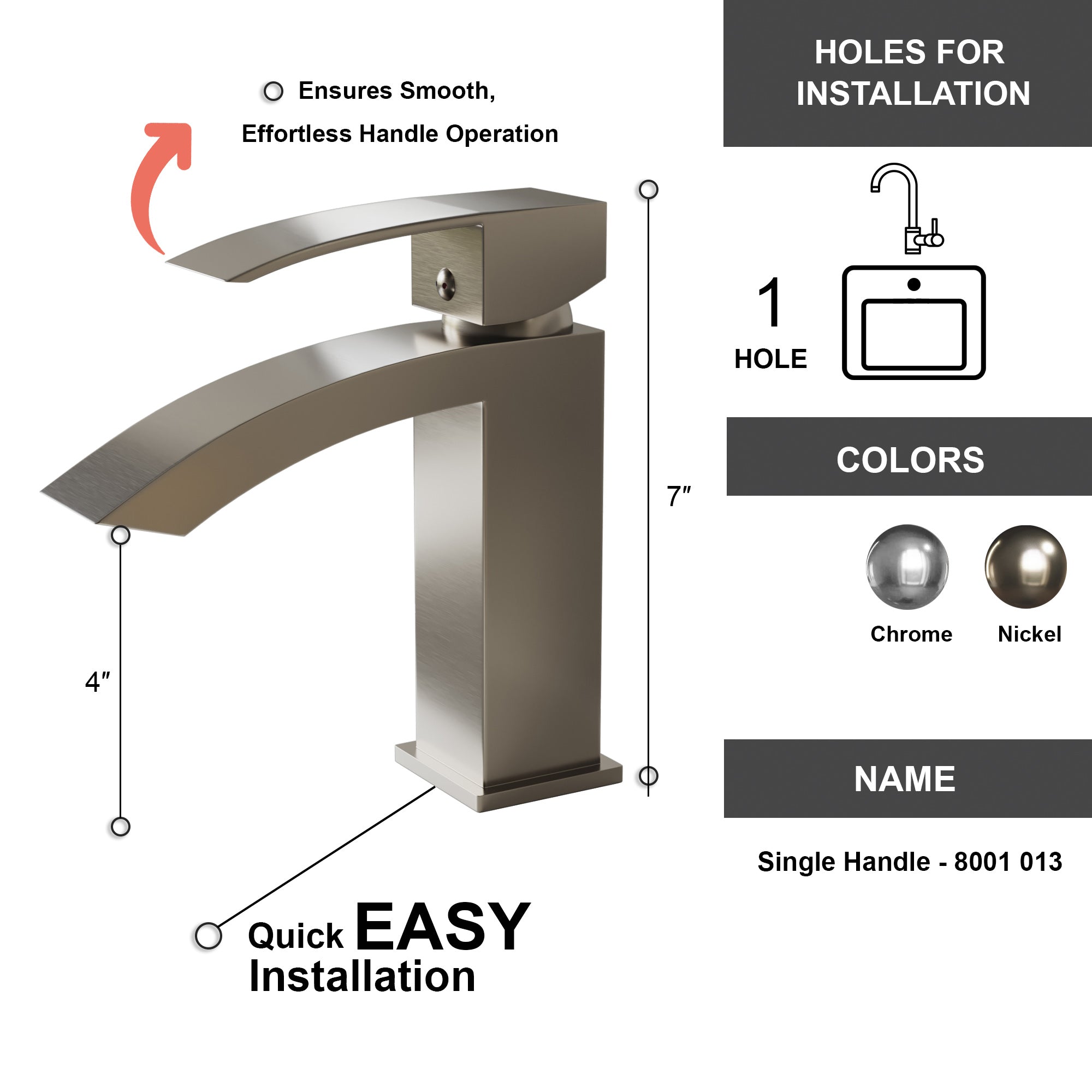 Single Handle Lavatory Faucet - 8001 013