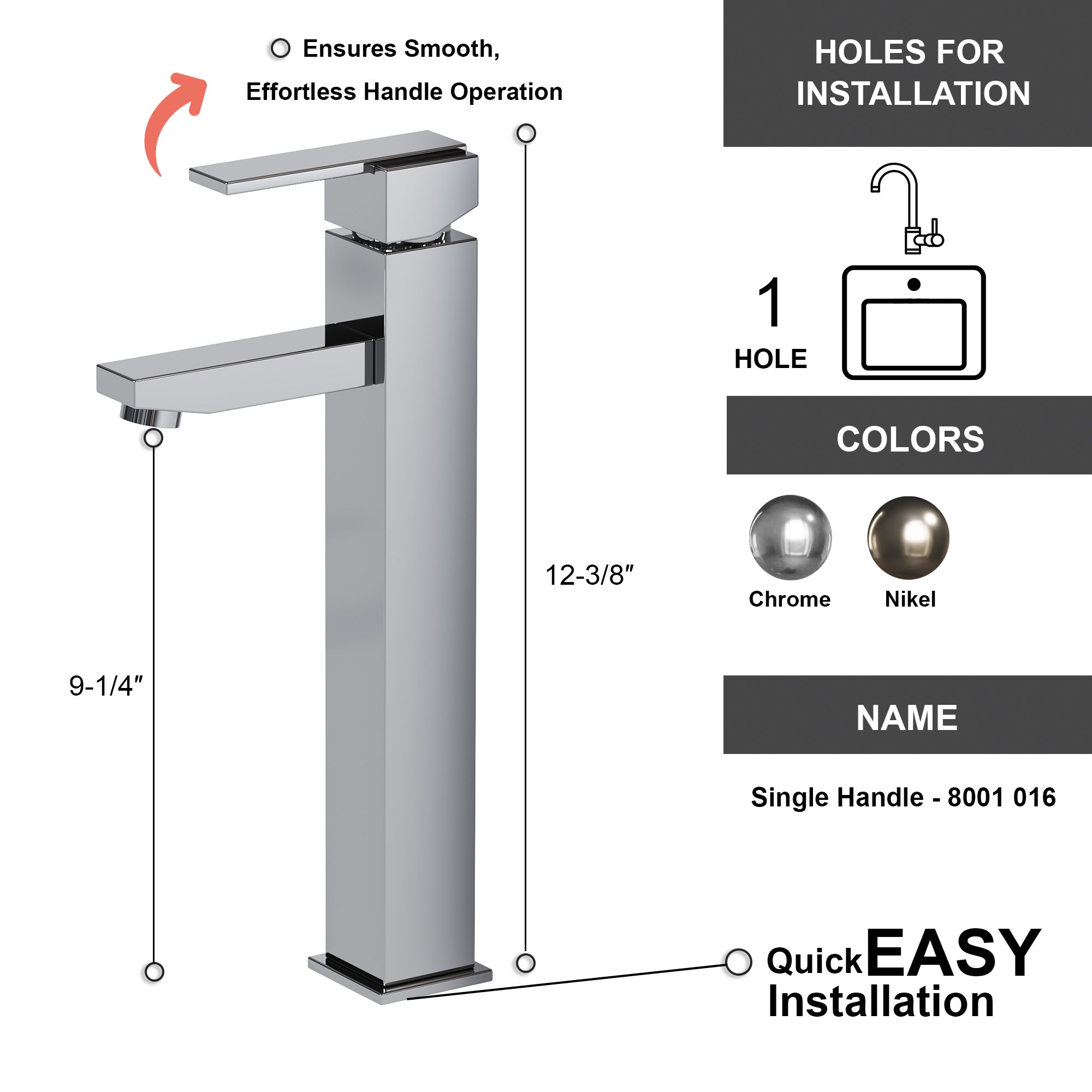 Single Handle Lavatory Faucet - 8001 016