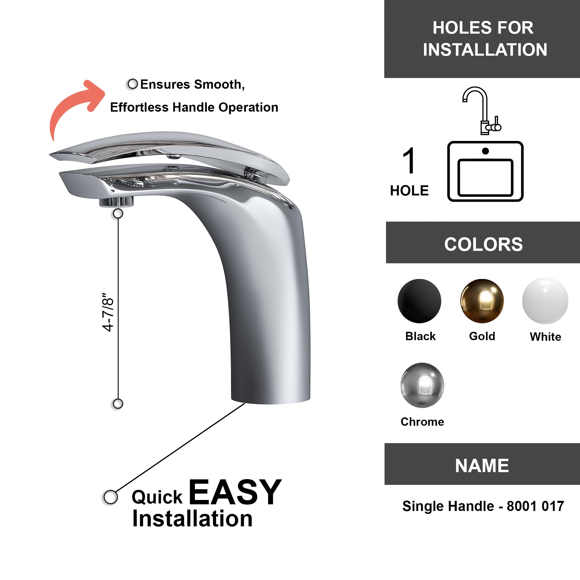 Single Handle Lavatory Faucet - 8001 017