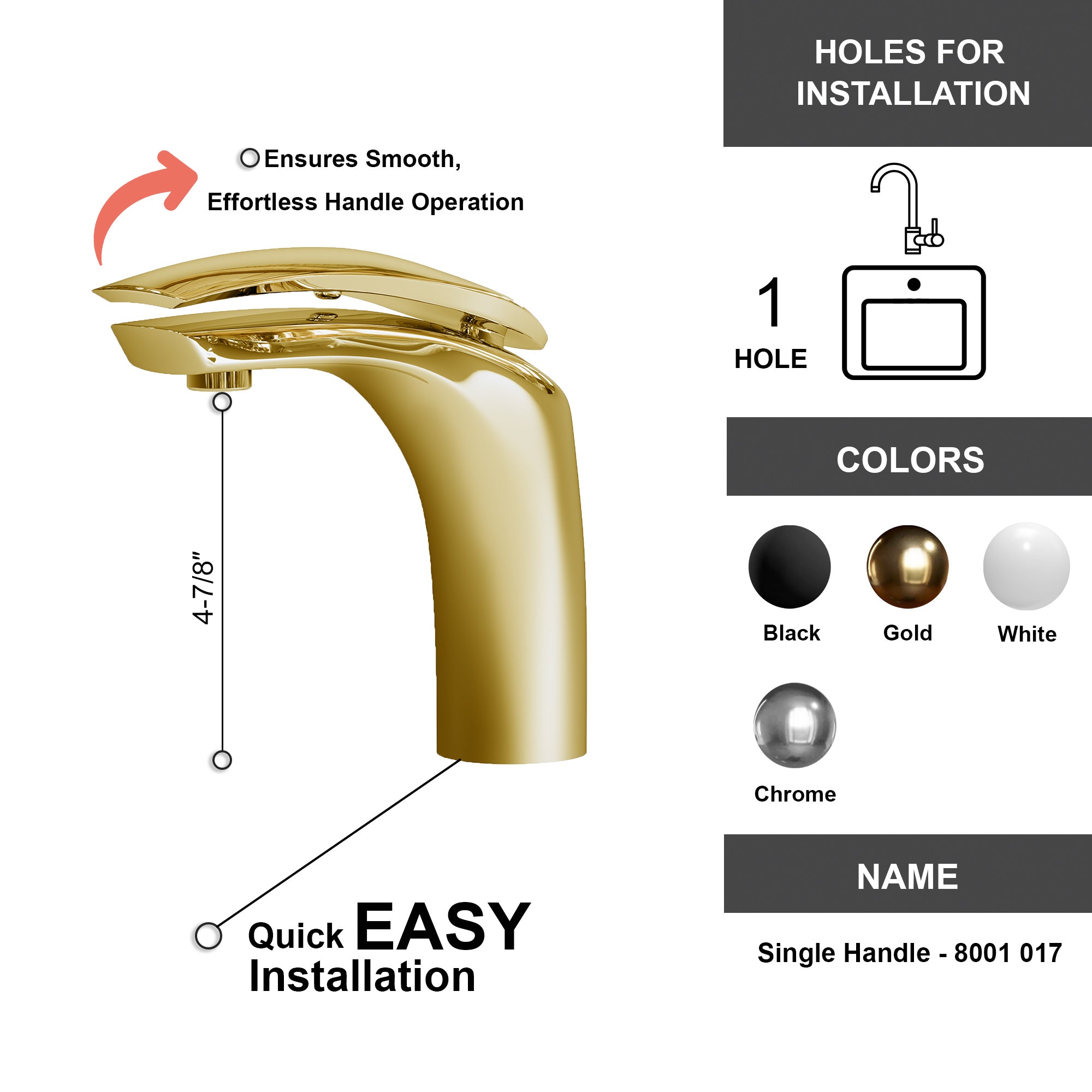 Single Handle Lavatory Faucet - 8001 017